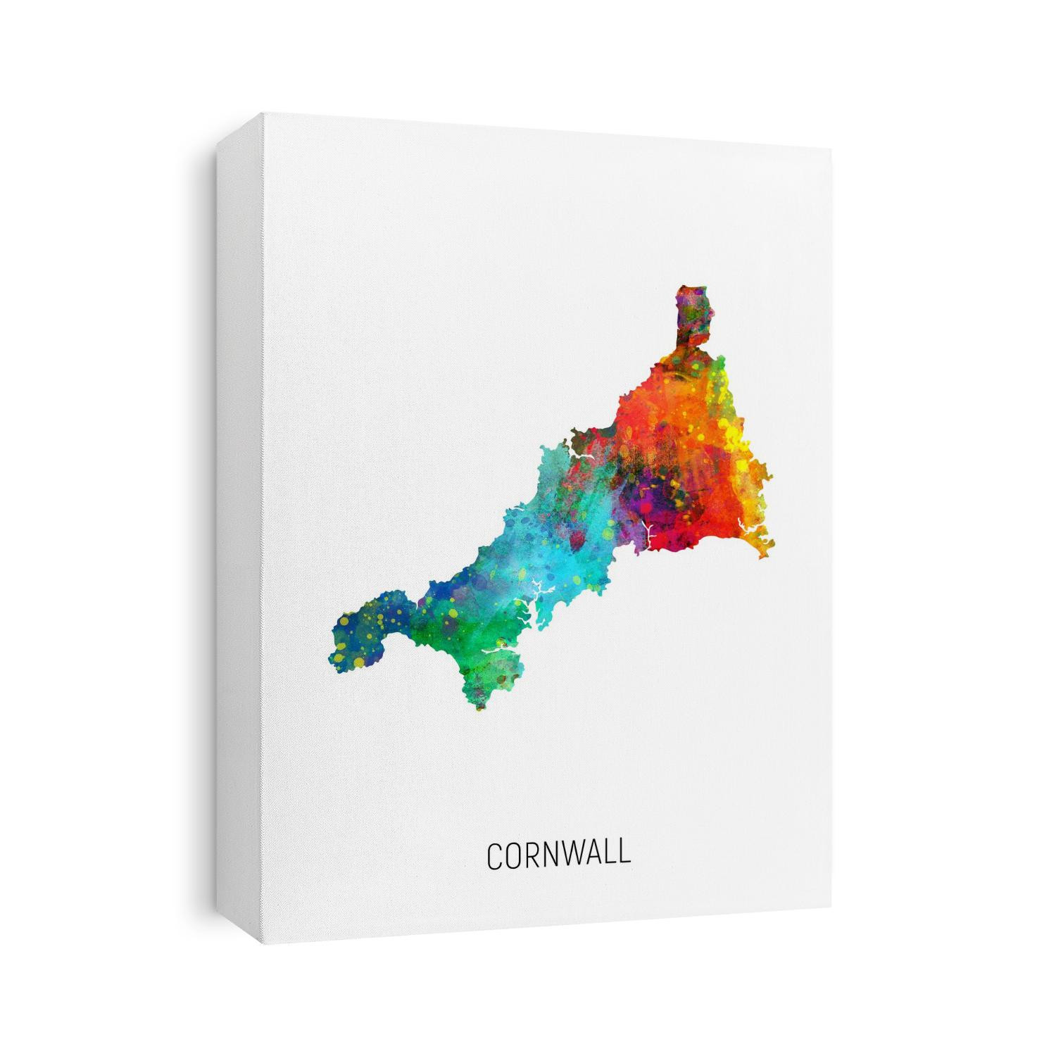 A watercolor map of Cornwall
