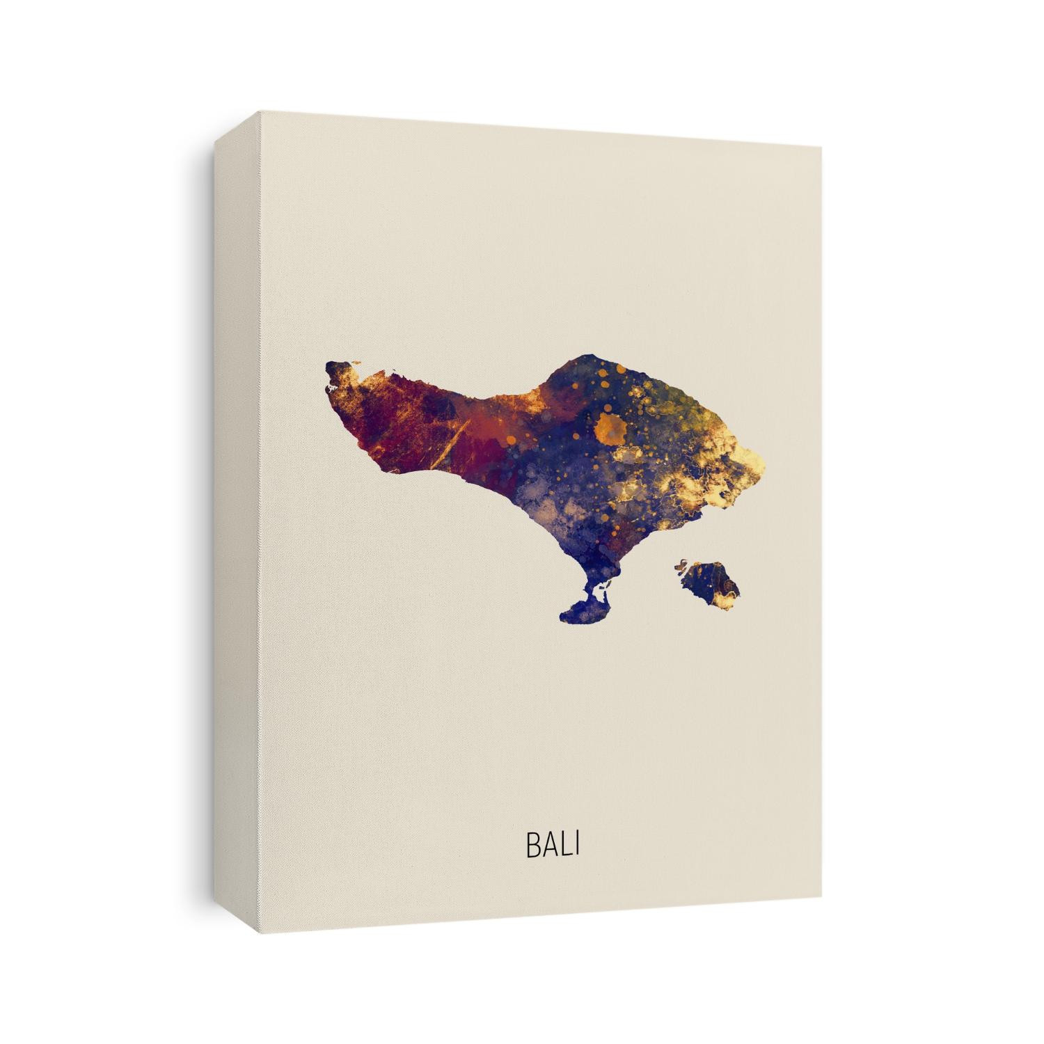 A watercolor map of Bali