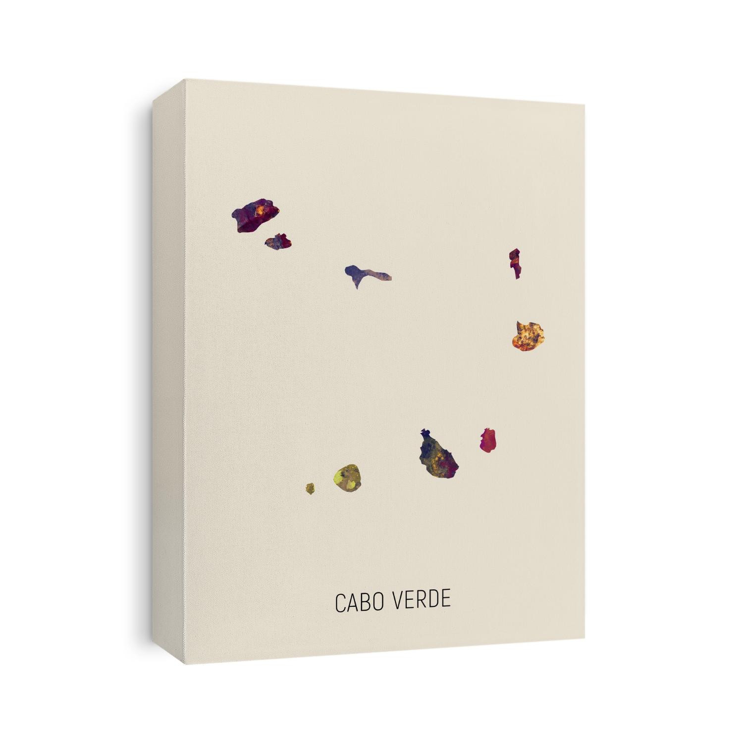 A watercolor map of Cabo Verde