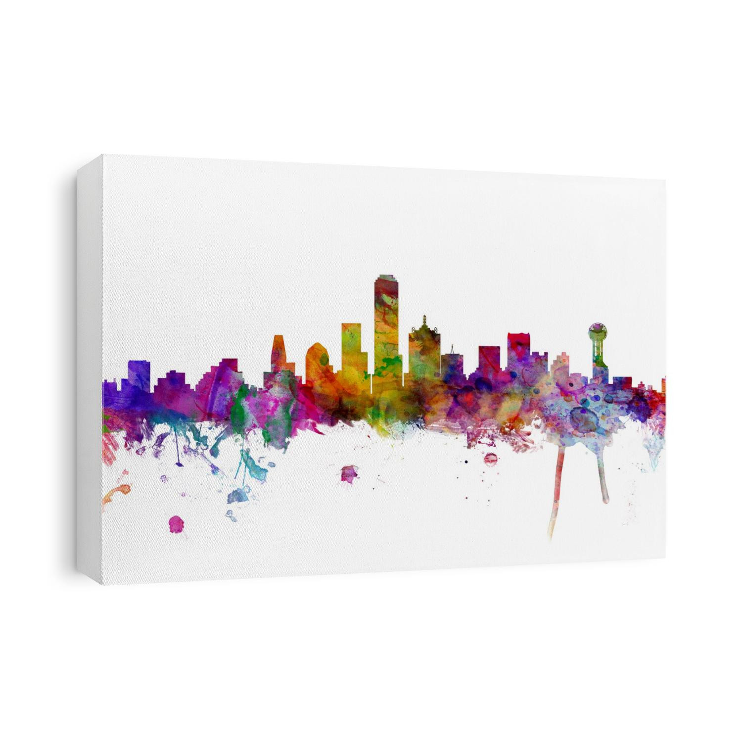 Watercolor art print of the skyline of Dallas, Texas, United States