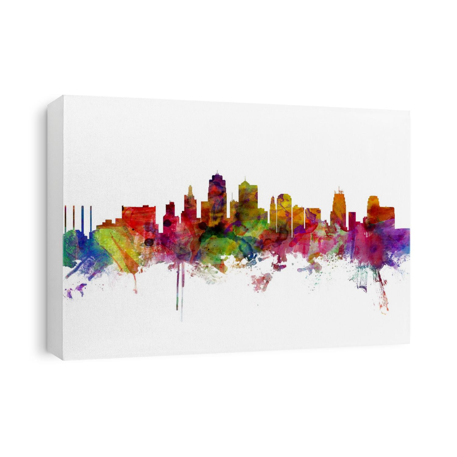 Watercolor art print of the skyline of Kansas City, Missouri, United States