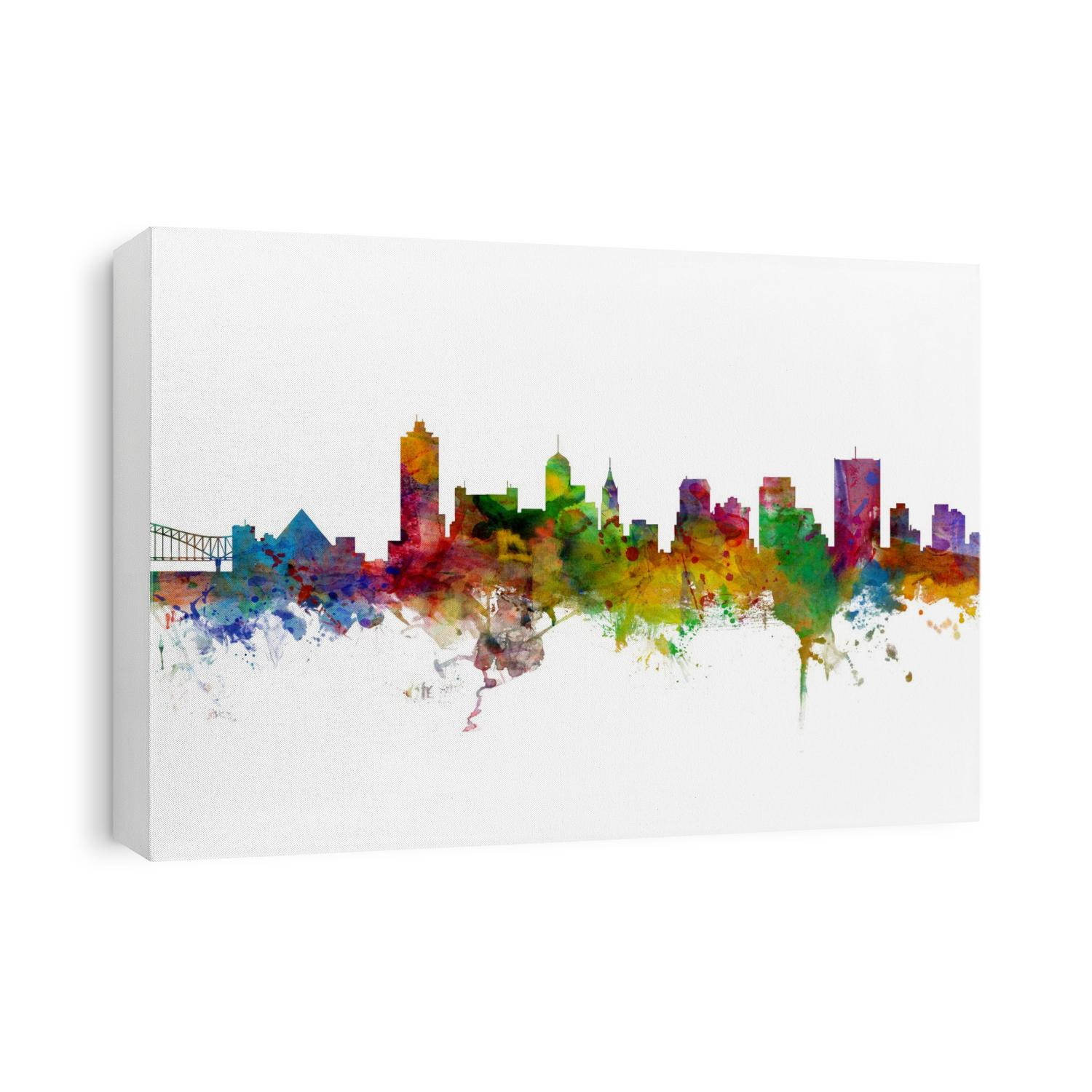 Watercolor art print of the skyline of Memphis, Tennessee, United States