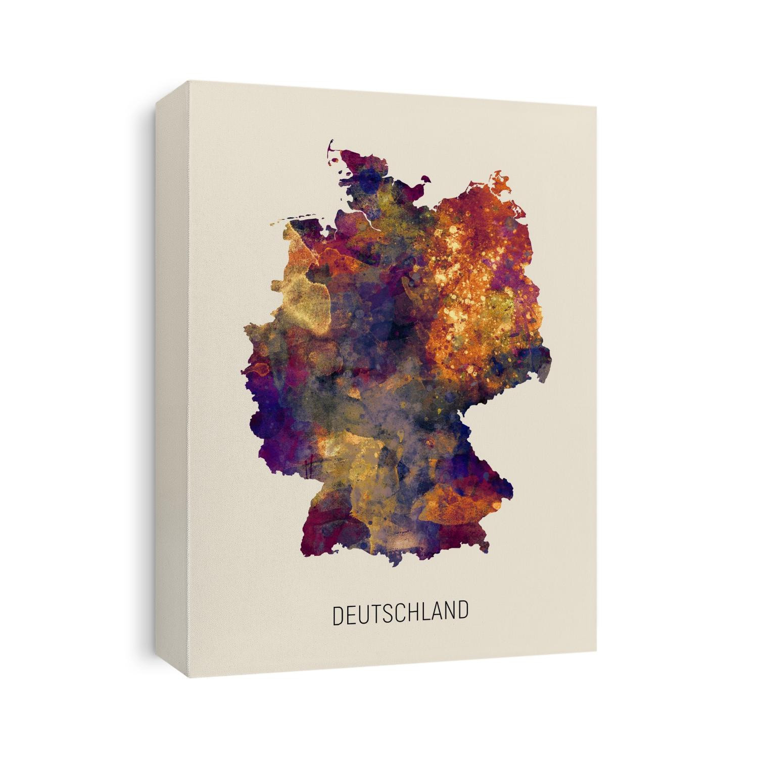 A watercolor map of Deutschland