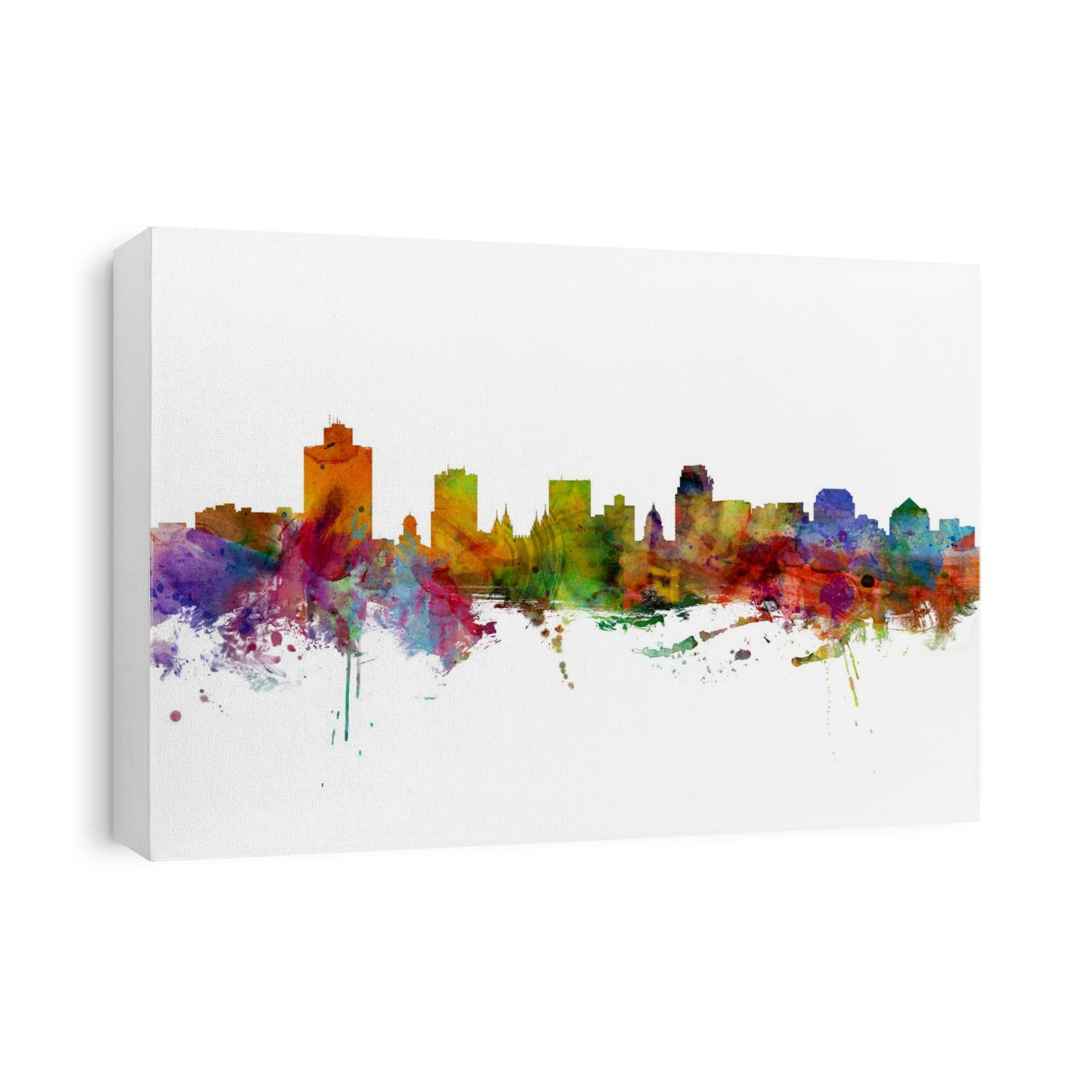 Watercolor art print of the skyline of Salt Lake City, Utah, United States