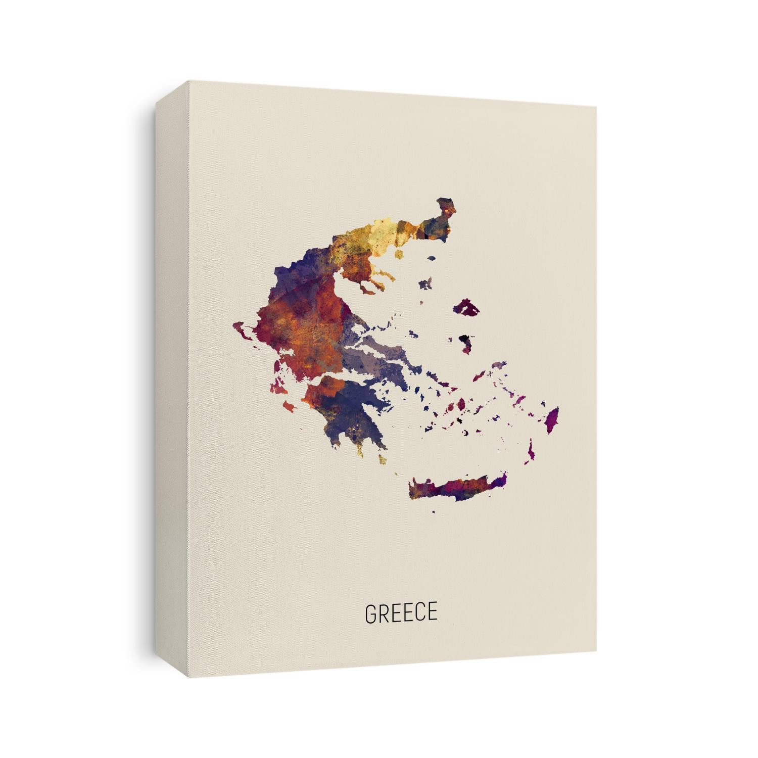 A watercolor map of Greece