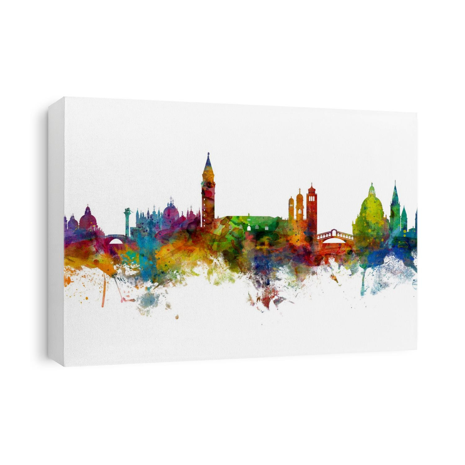 Watercolor art print of the skyline of Venice, Italy