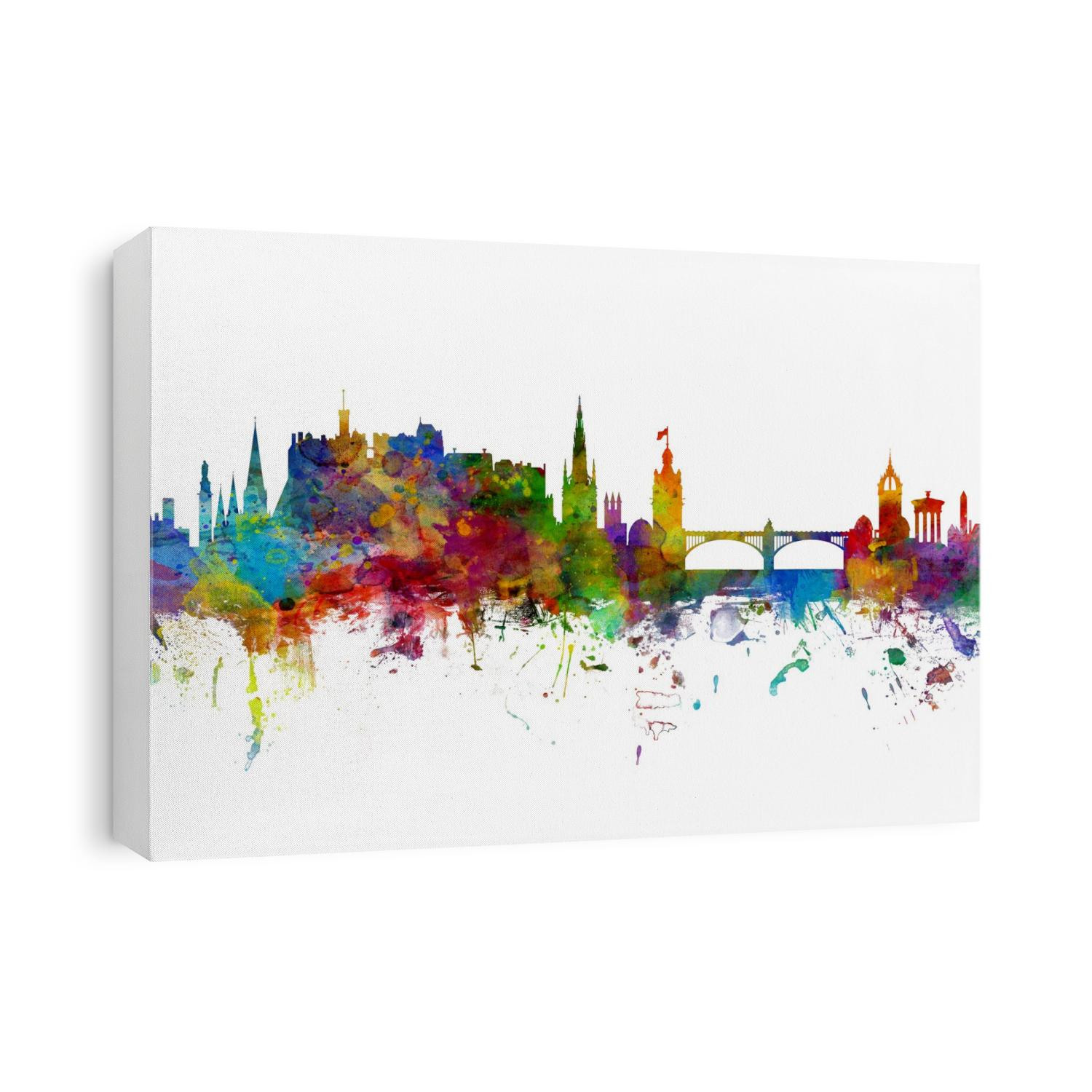 Watercolor art print of the skyline of Edinburgh, Scotland, United Kingdom