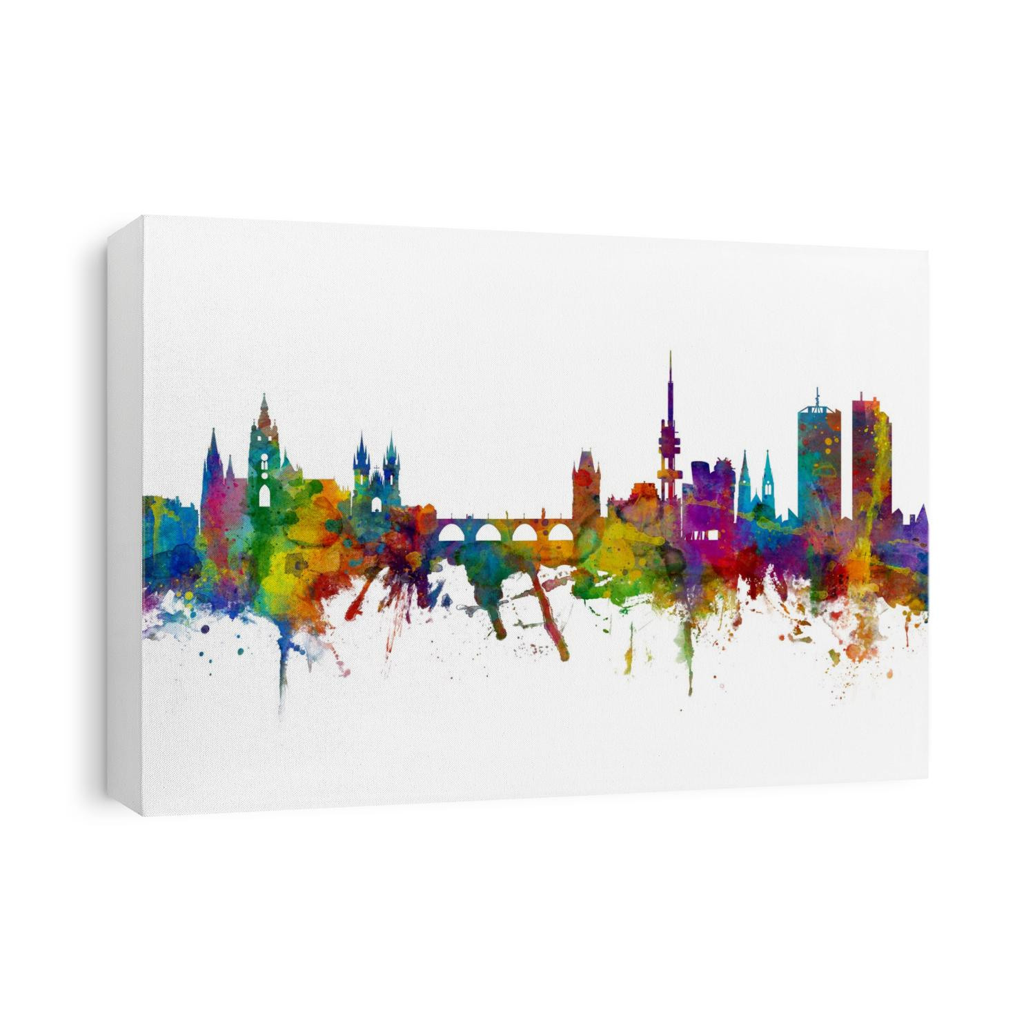 Watercolor art print of the skyline of Prague, Czech Republic (Praha)