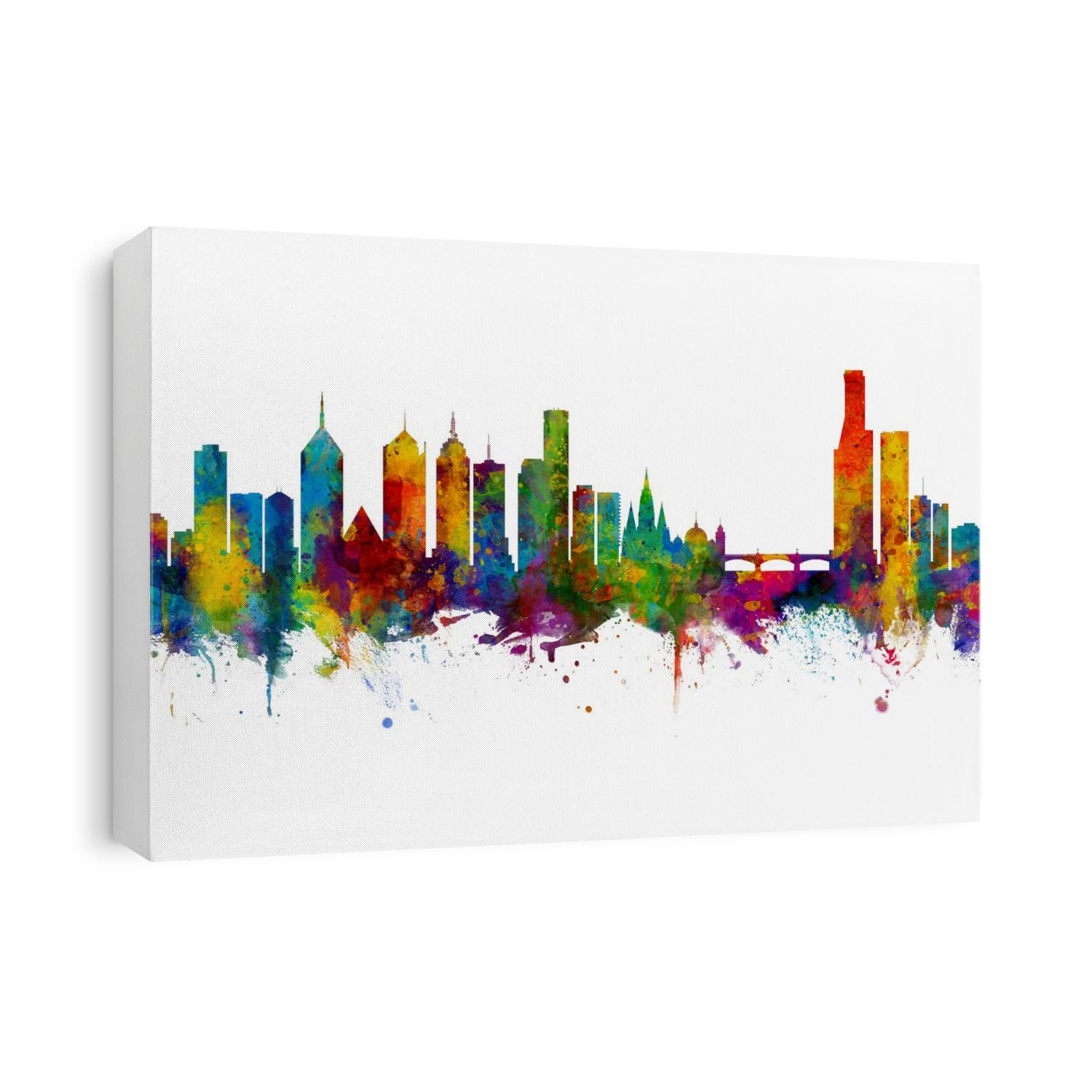 Watercolor art print of the skyline of Melbourne, Australia