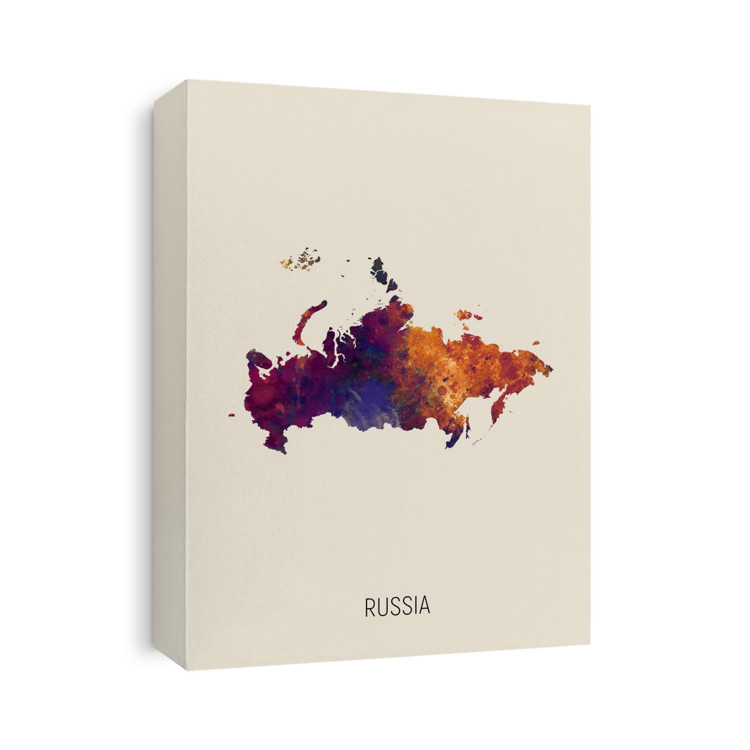 A watercolor map of Russia