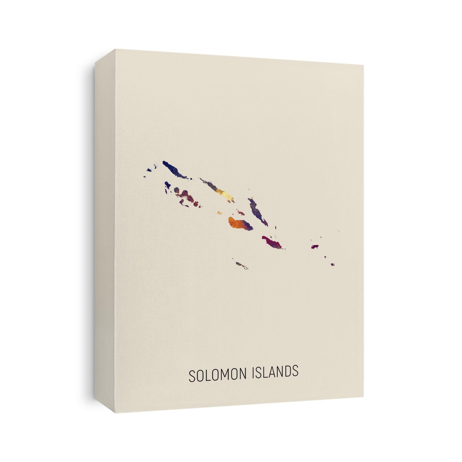 A watercolor map of Solomon Islands