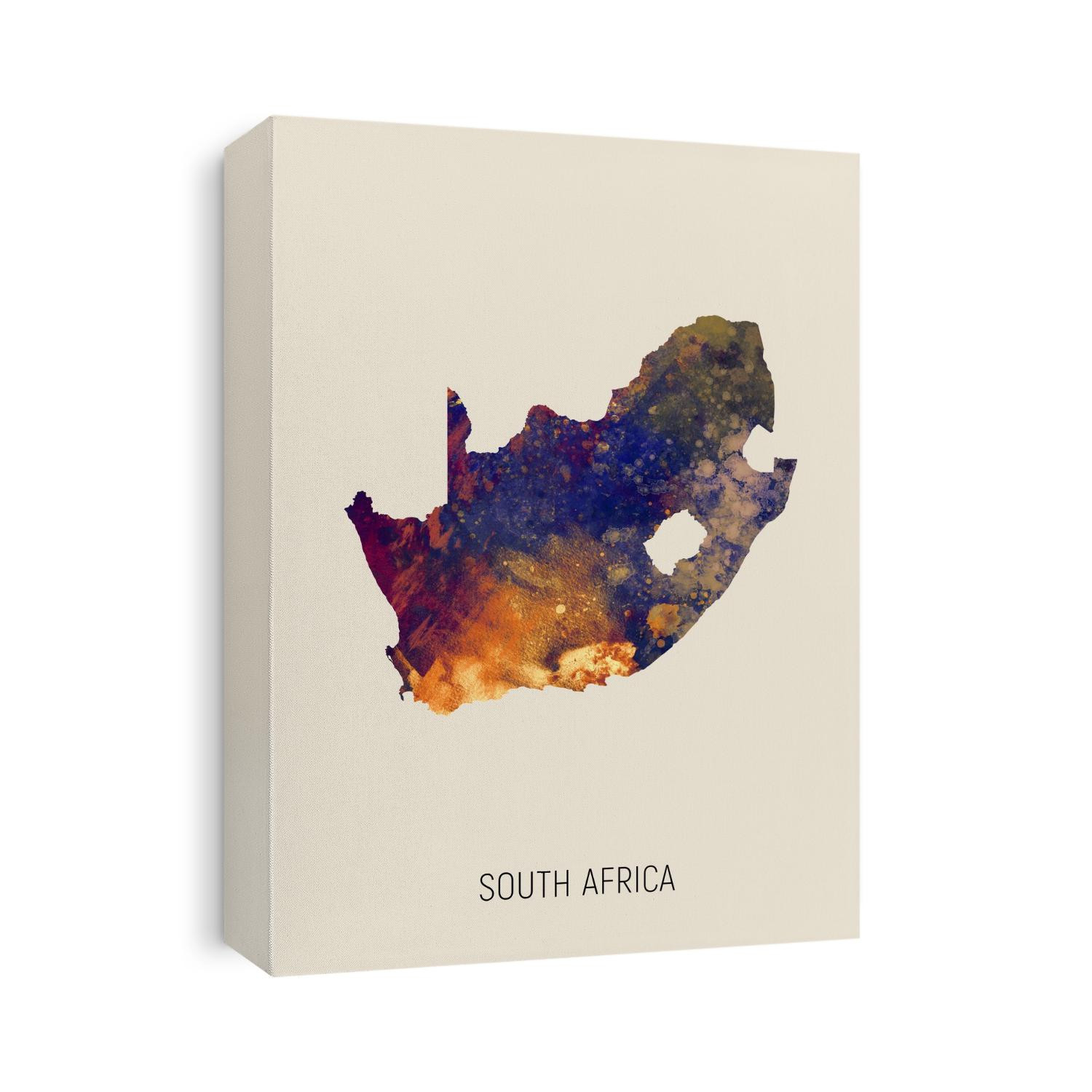 A watercolor map of South Africa