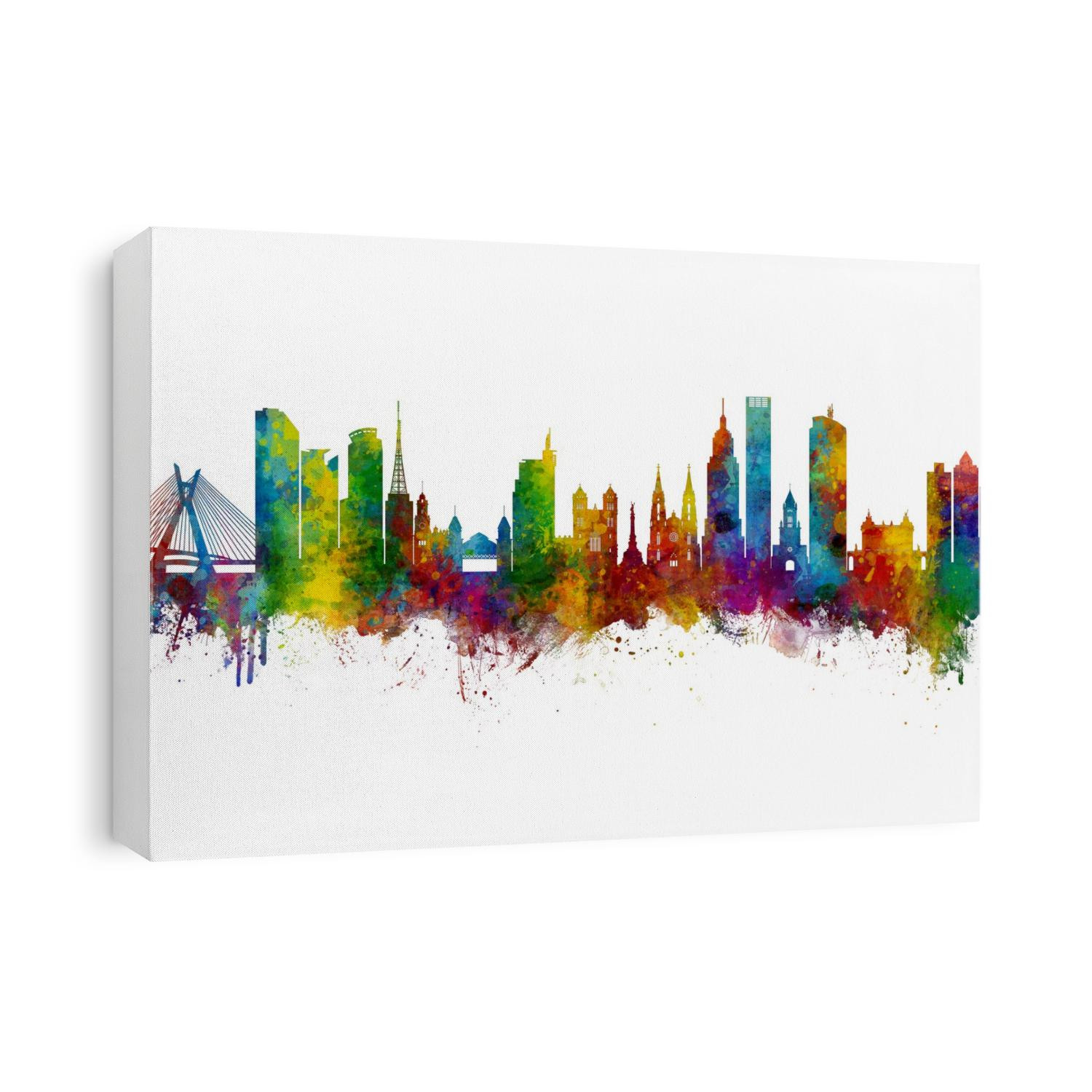 Watercolor art print of the skyline of São Paulo, Brazil