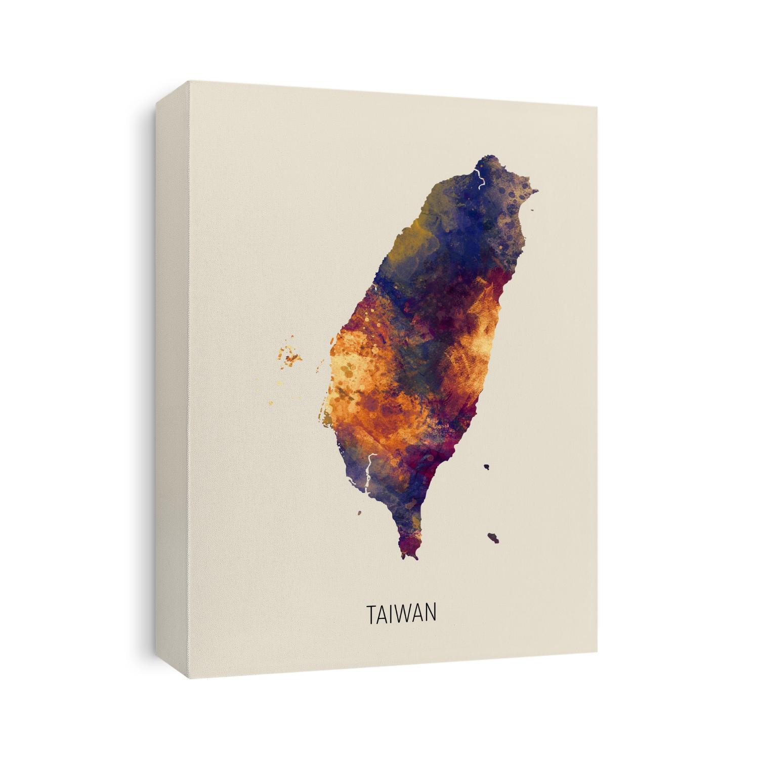 A watercolor map of Taiwan