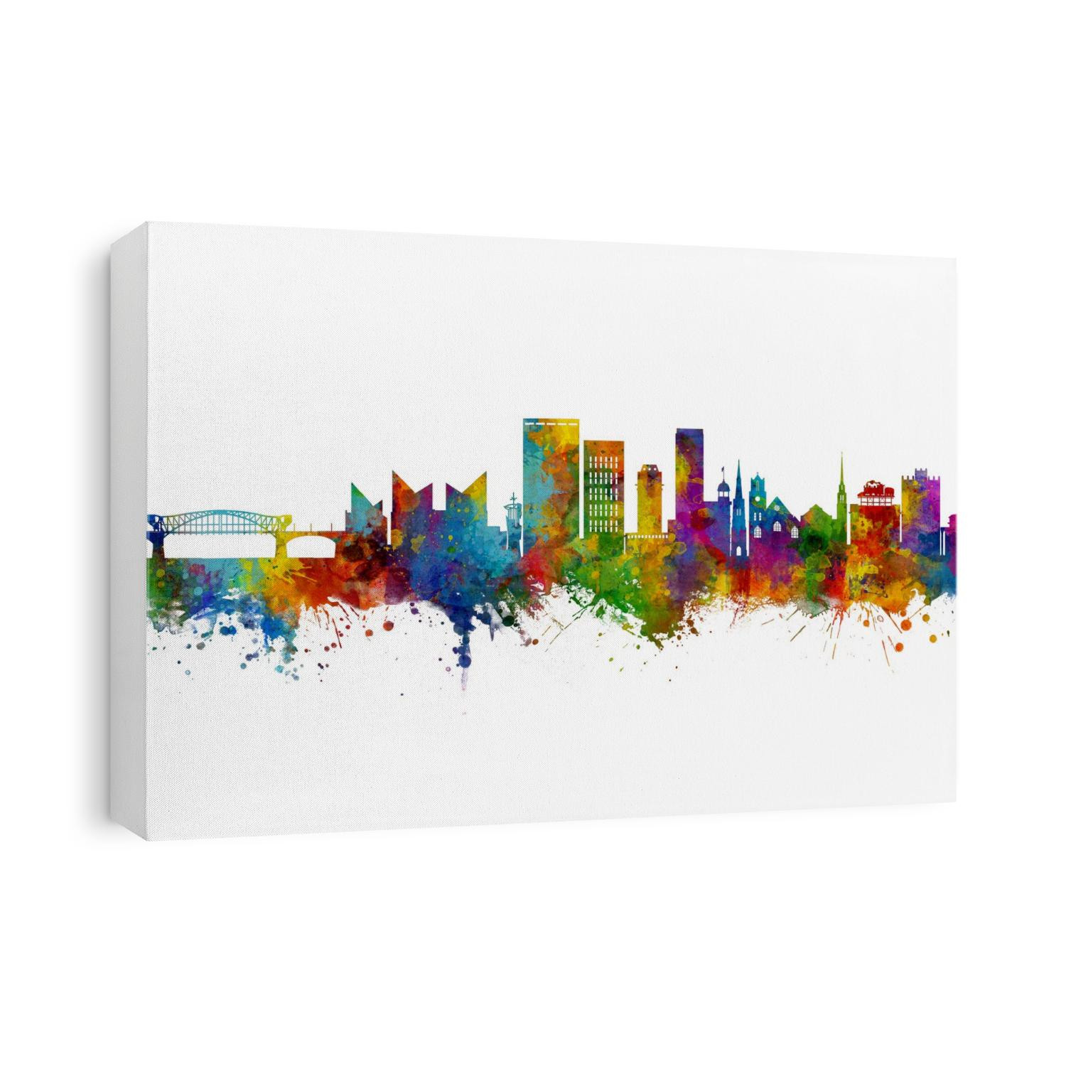 Watercolor art print of the skyline of Chattanooga, Tennessee