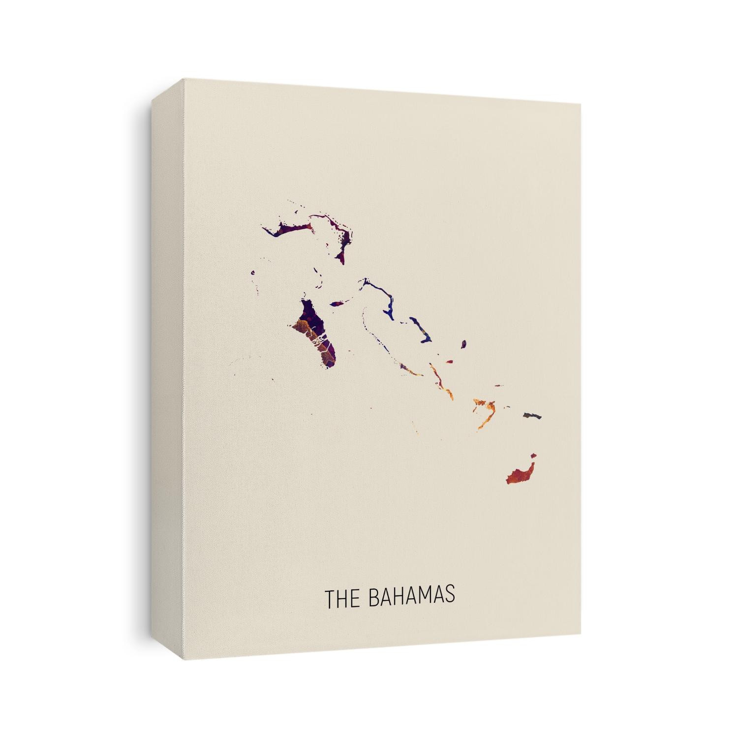 A watercolor map of The Bahamas
