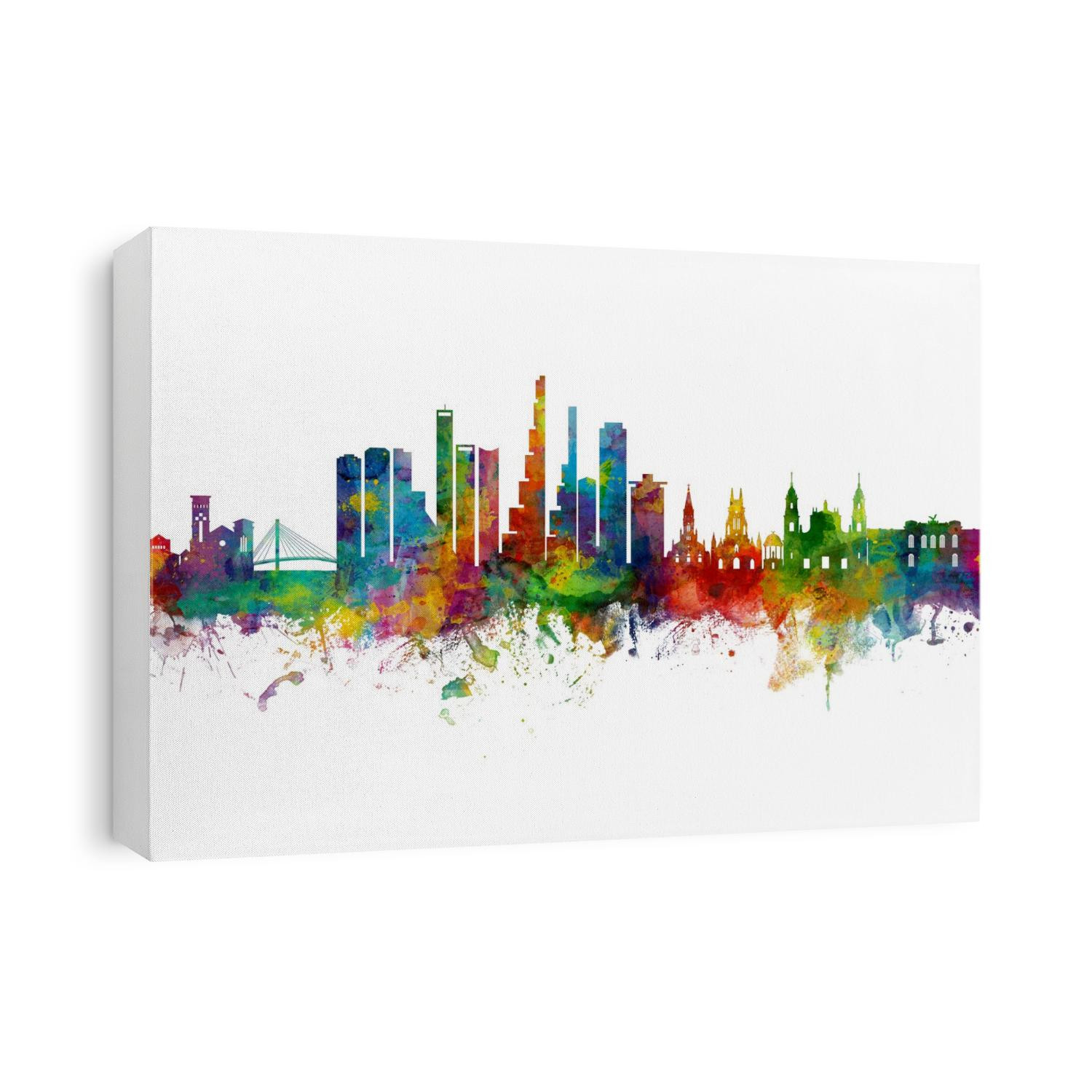 Watercolor art print of the skyline of Bogotá, Colombia