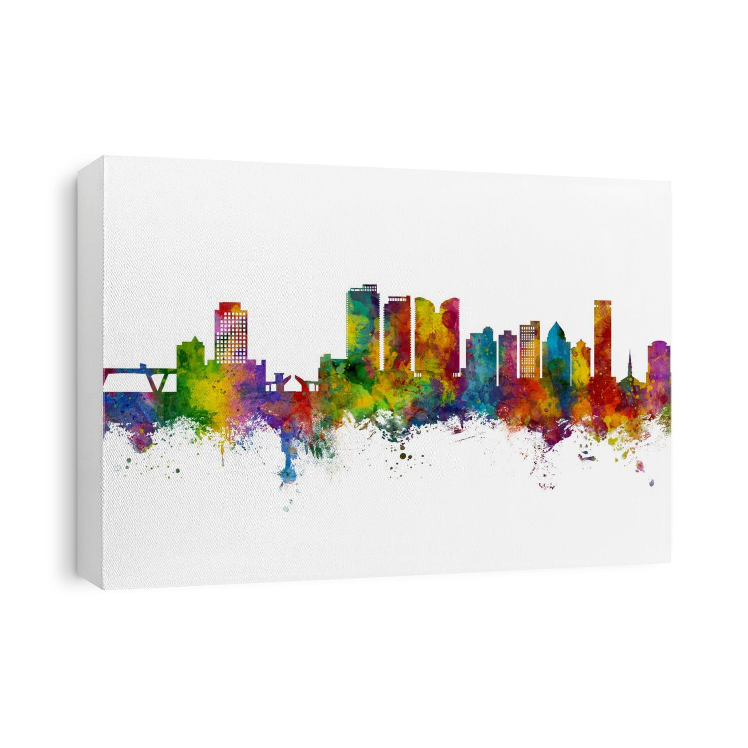 Watercolor art print of the skyline of Fort Lauderdale, Florida, United States