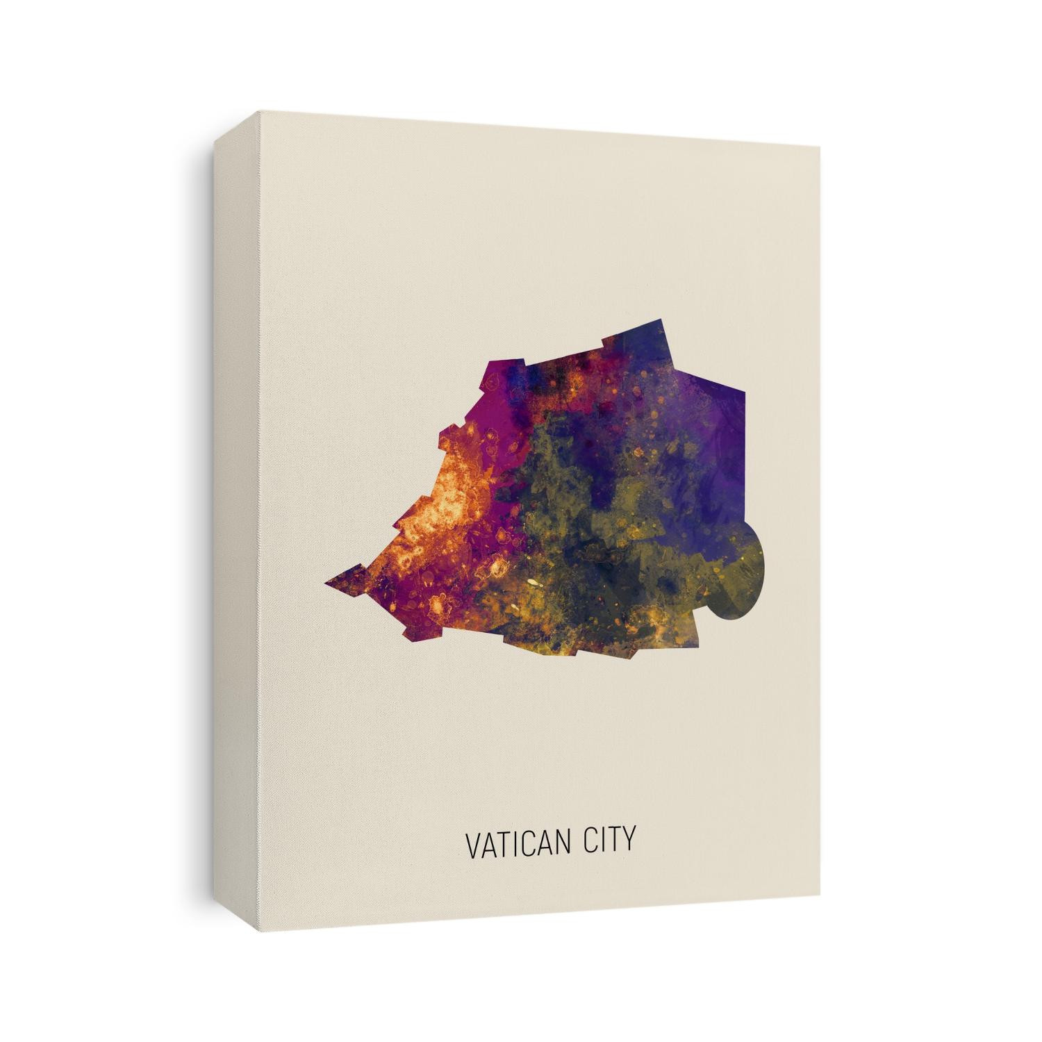 A watercolor map of Vatican City