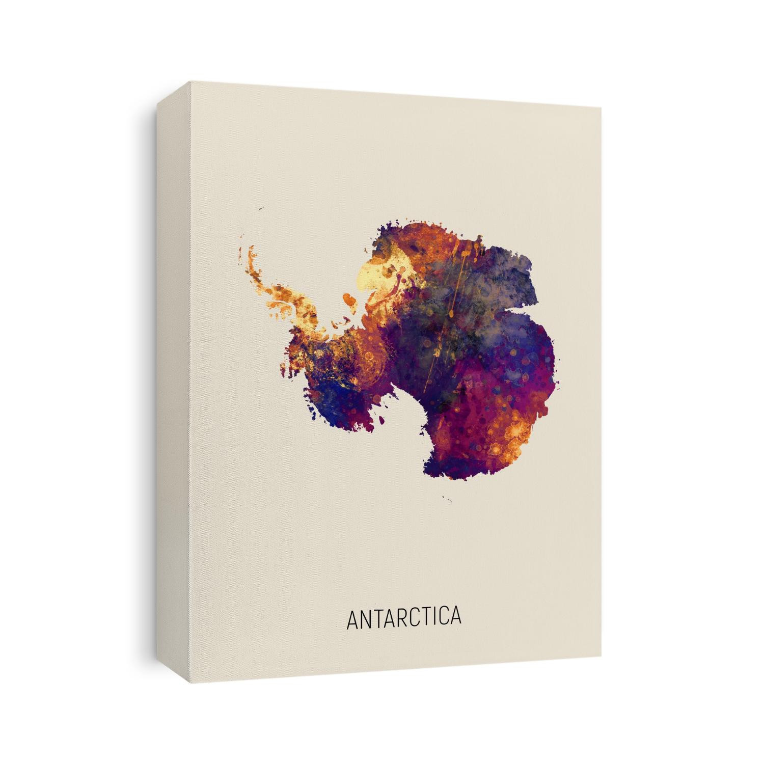 A watercolor map of Antarctica