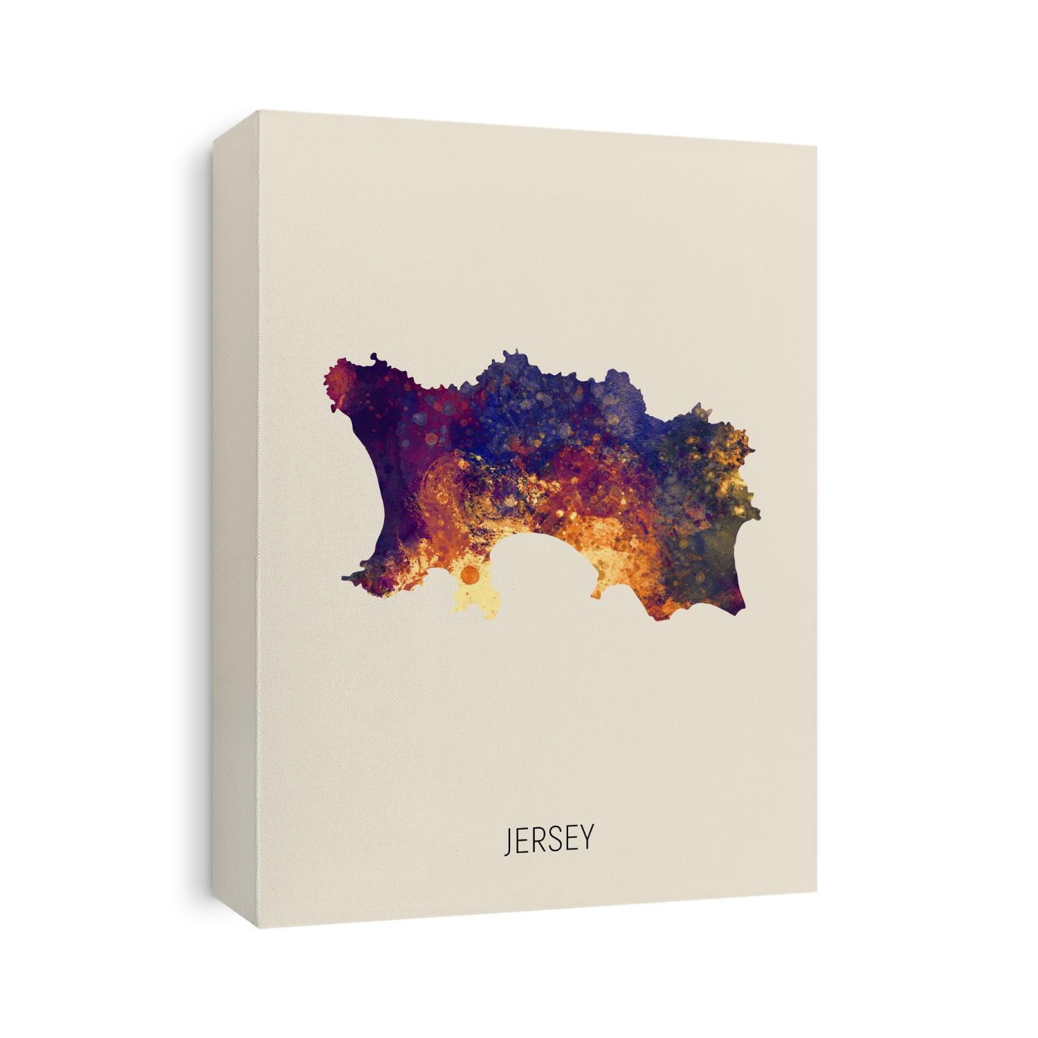A watercolor map of Jersey