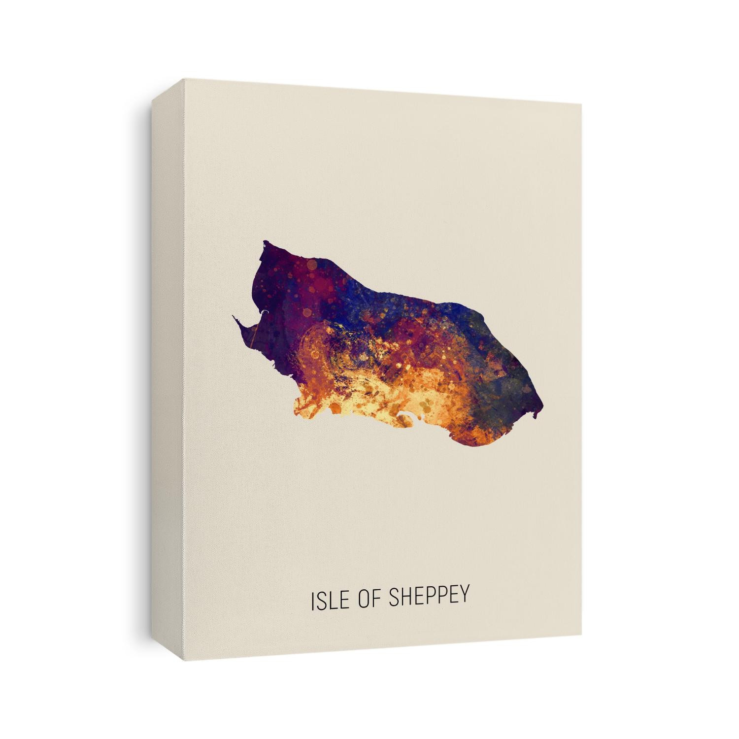 A watercolor map of Isle of Sheppey