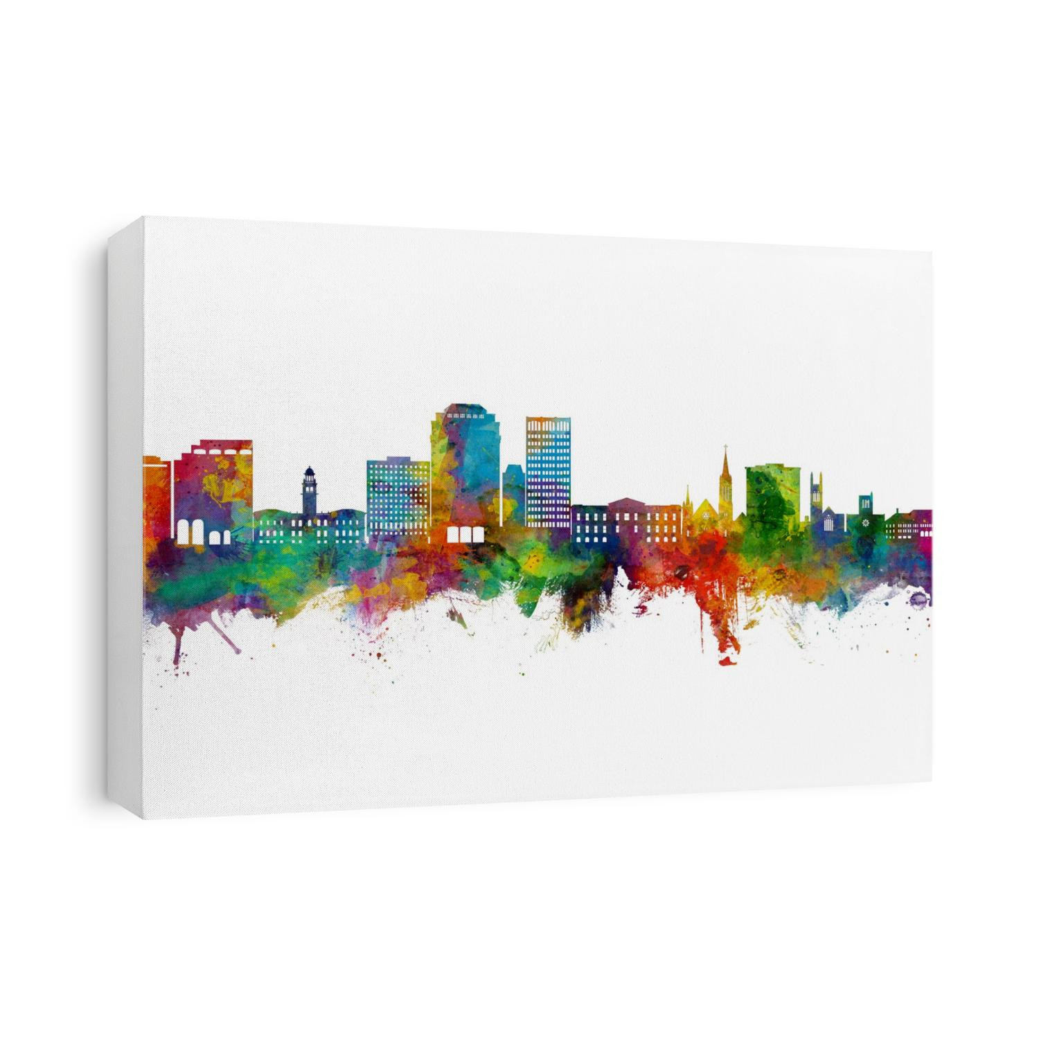 Watercolor art print of the skyline of Colorado Springs, Colorado