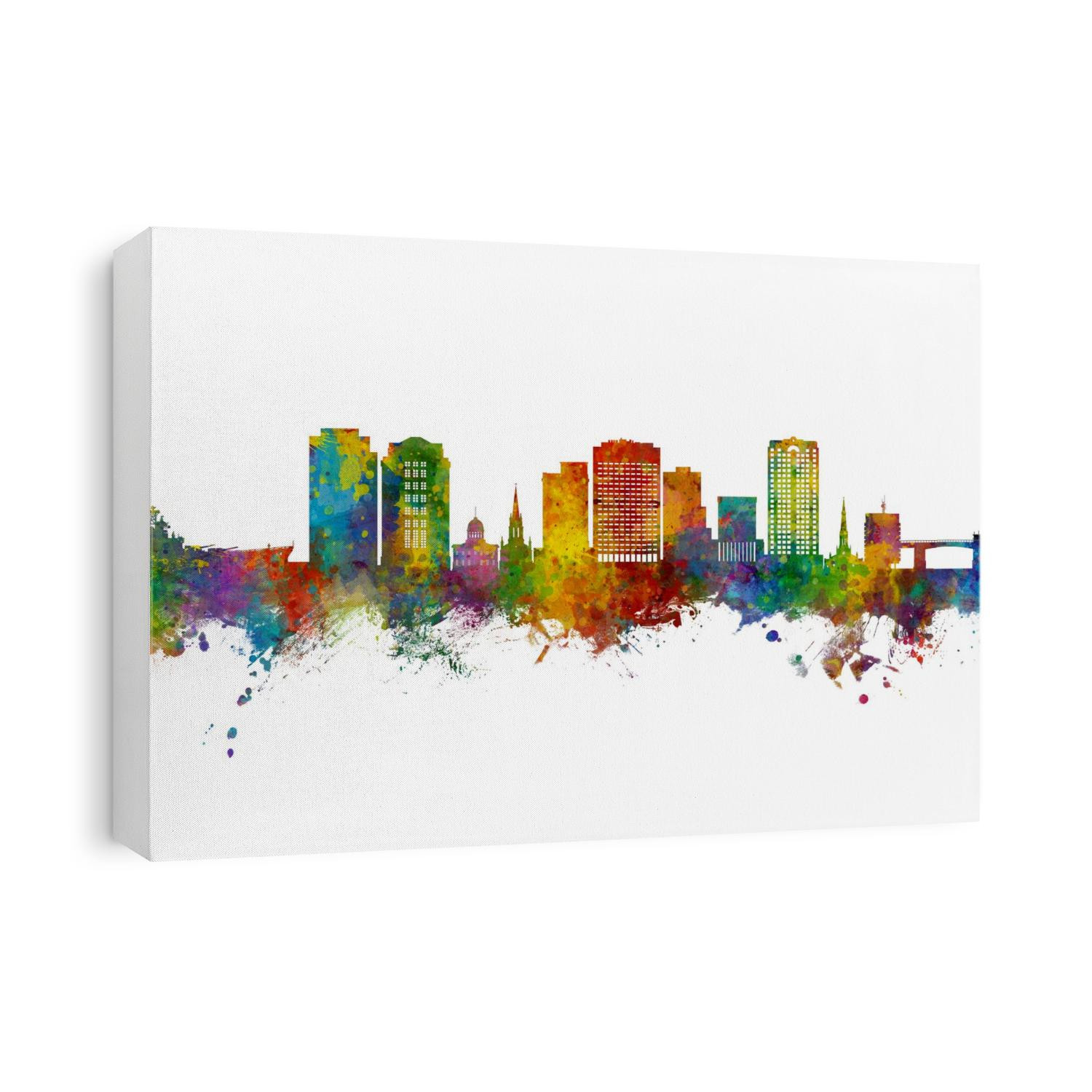Watercolor art print of the skyline of Norfolk, Virginia