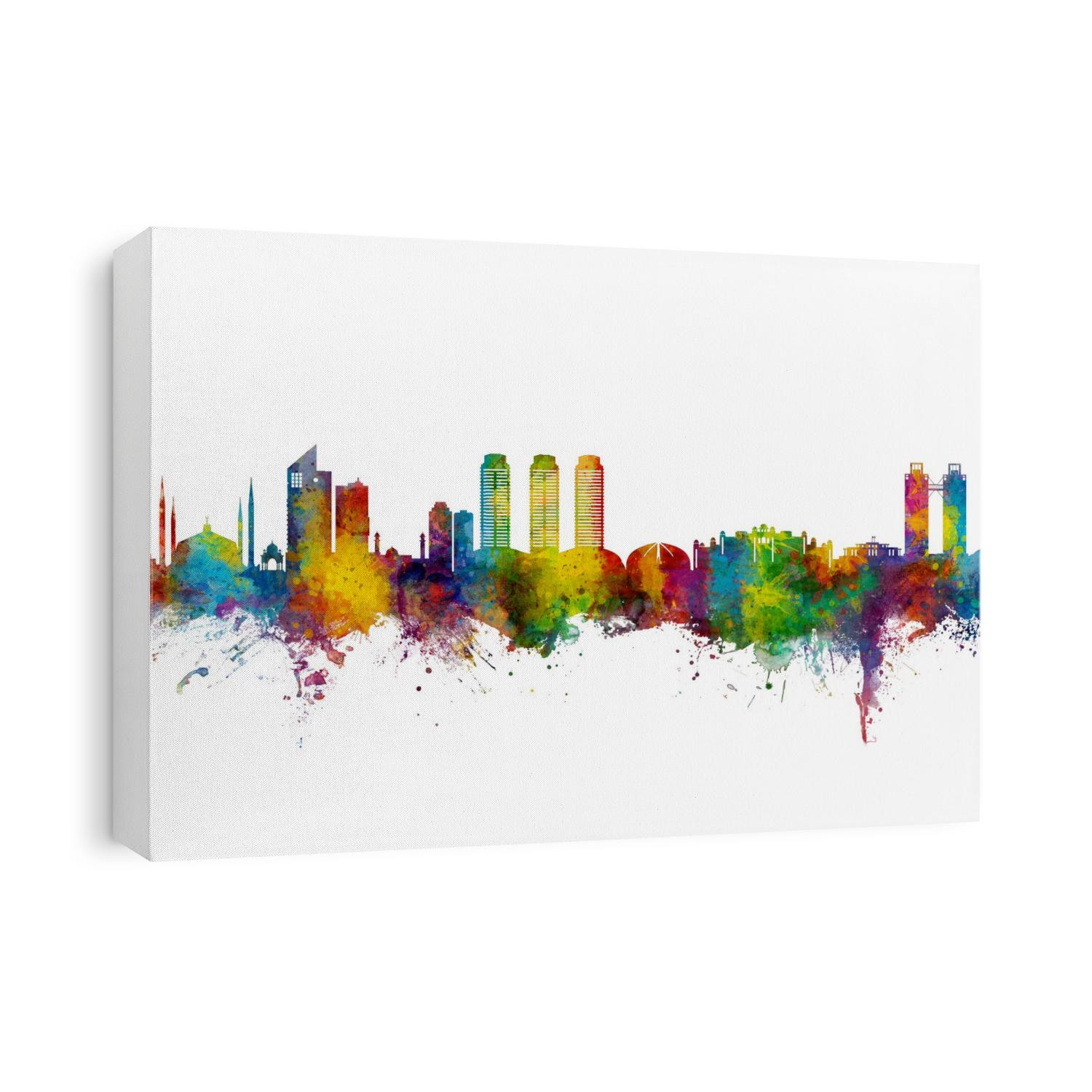 Watercolor art print of the skyline of Islamabad, Pakistan