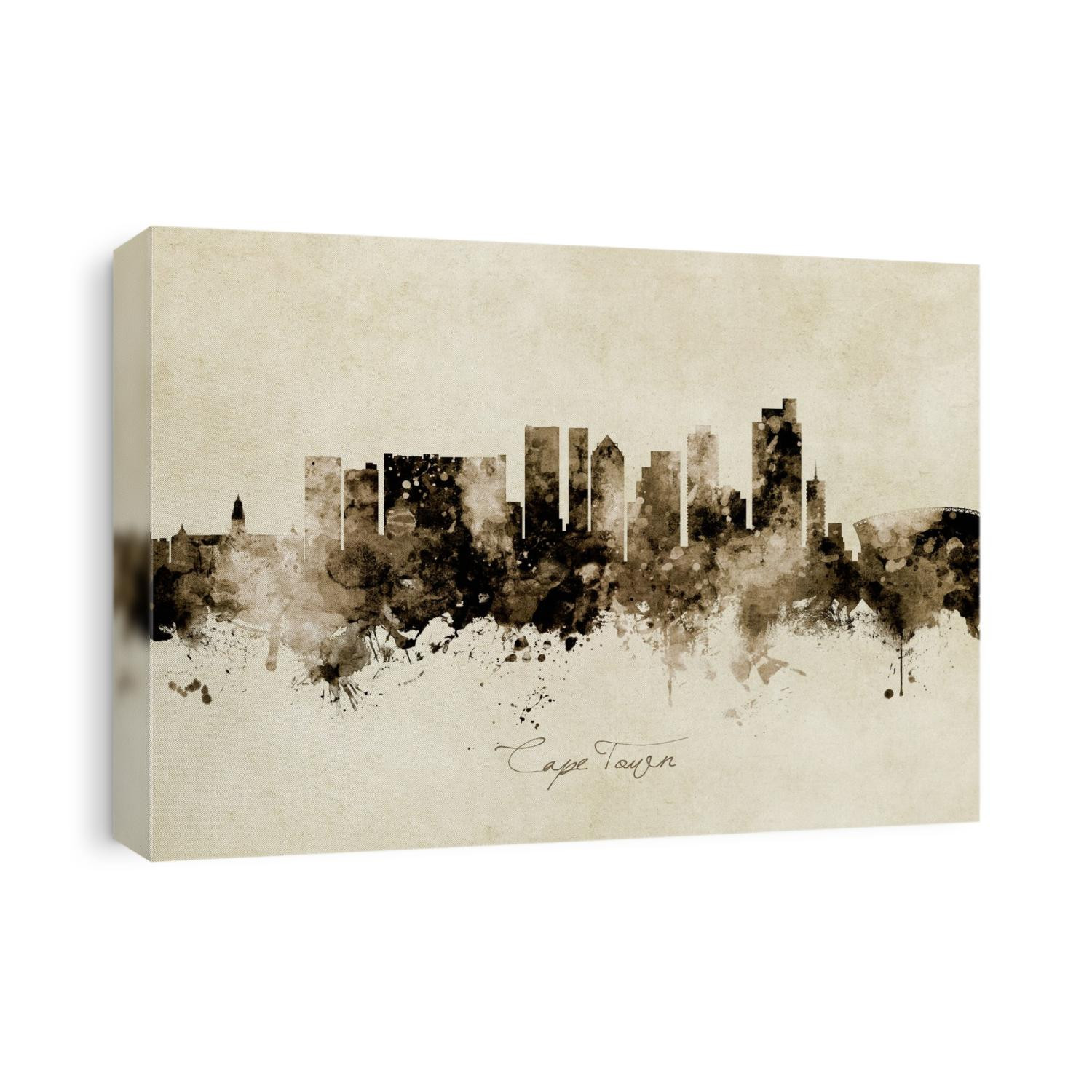 Watercolor art print of the skyline of Cape Town, South Africa