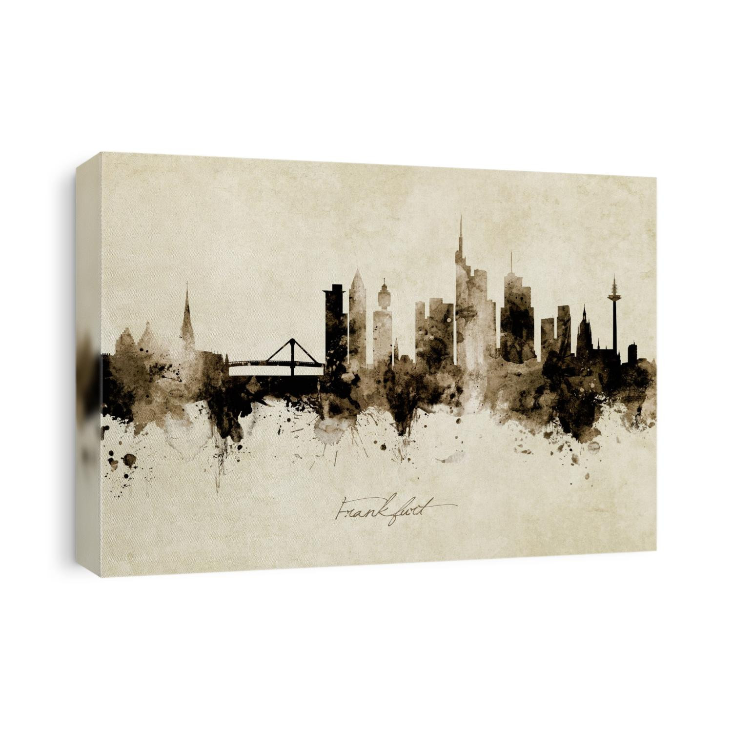 Watercolor art print of the skyline of Frankfurt, Germany 