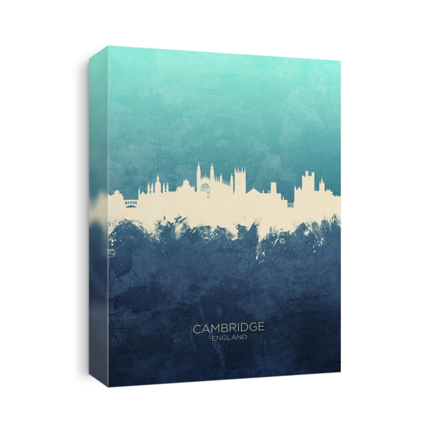 Watercolor art print of the skyline of Cambridge, England, United Kingdom