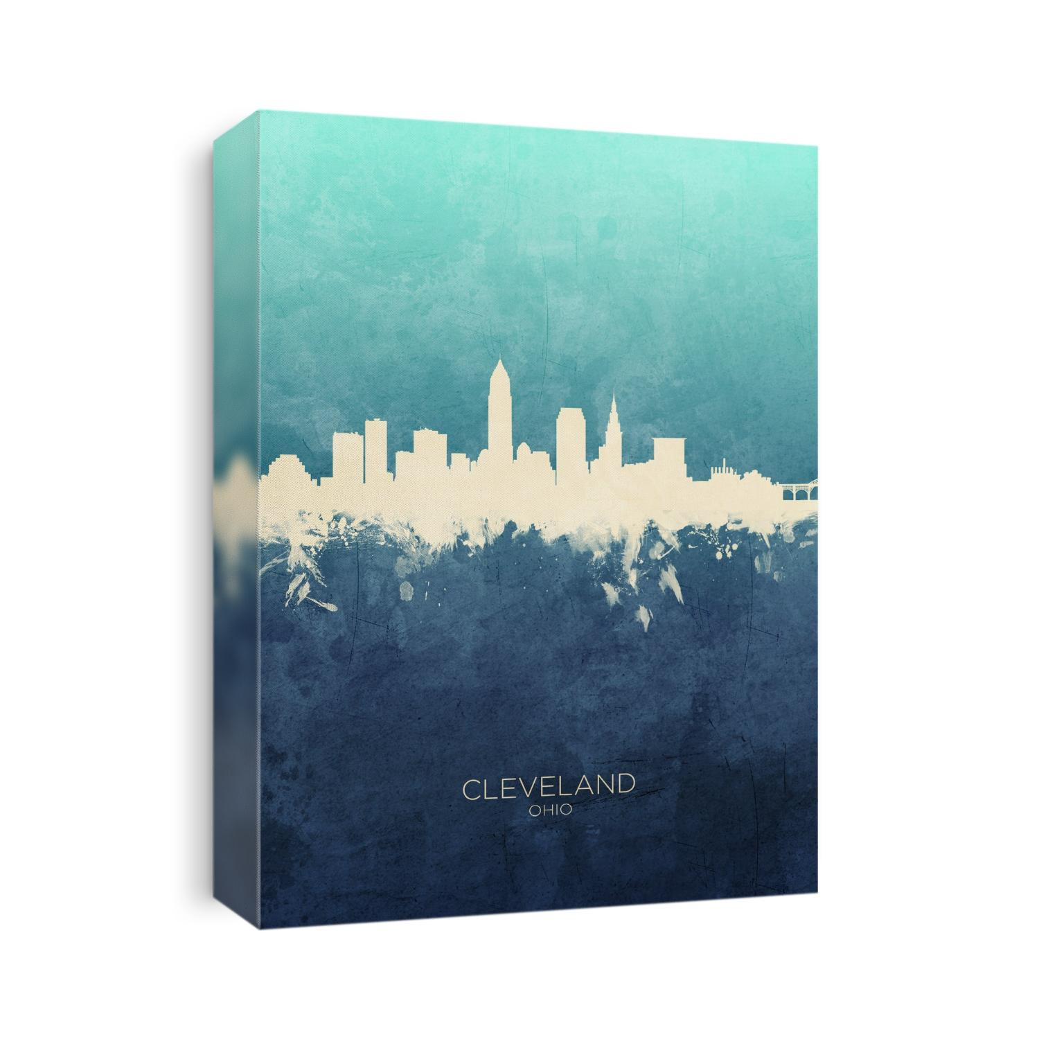 Watercolor art print of the skyline of Cleveland, Ohio, United States