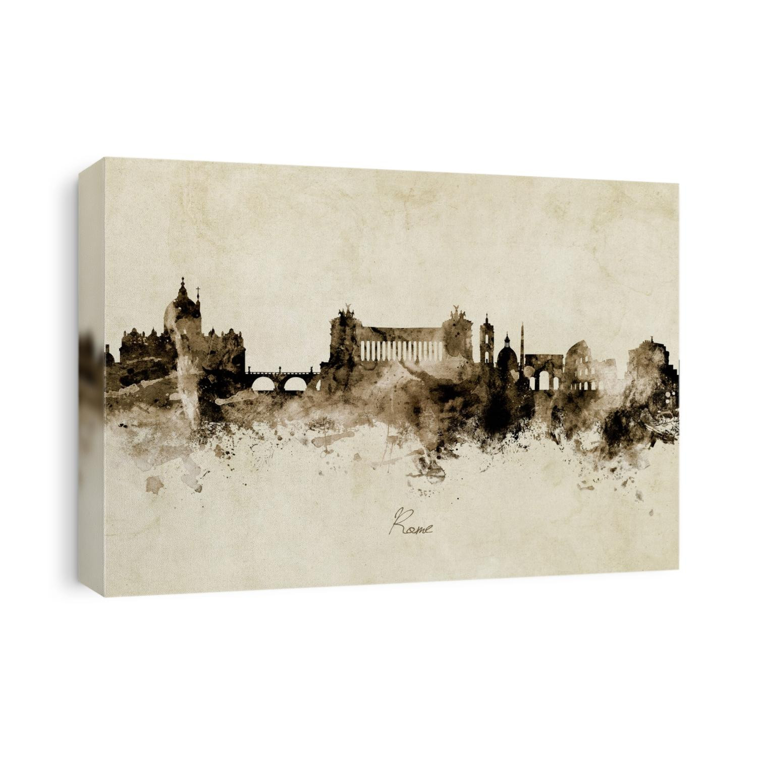Watercolor art print of the skyline of Rome, Italy