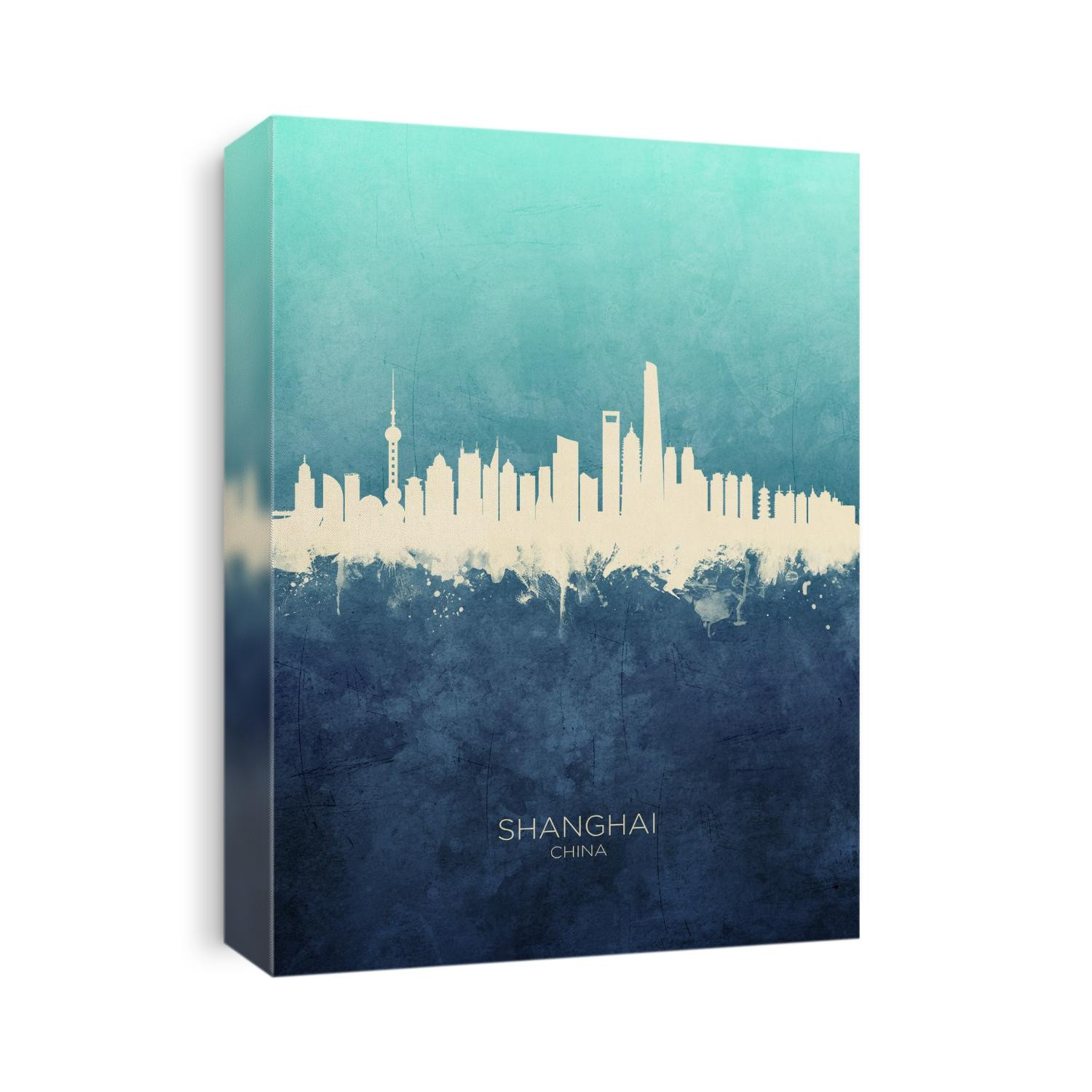 Watercolor art print of the skyline of Shanghai, China