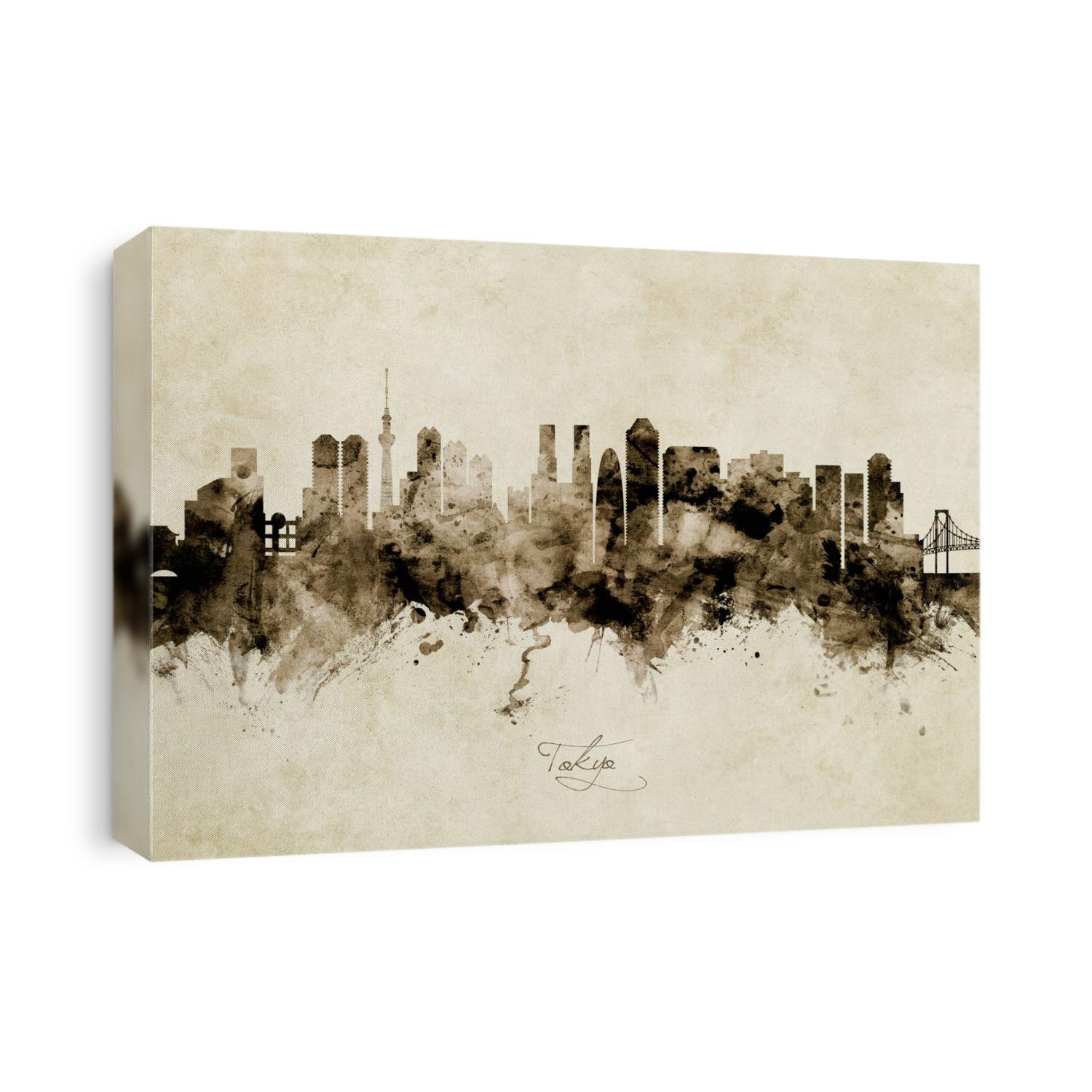 Watercolor art print of the skyline of Tokyo, Japan