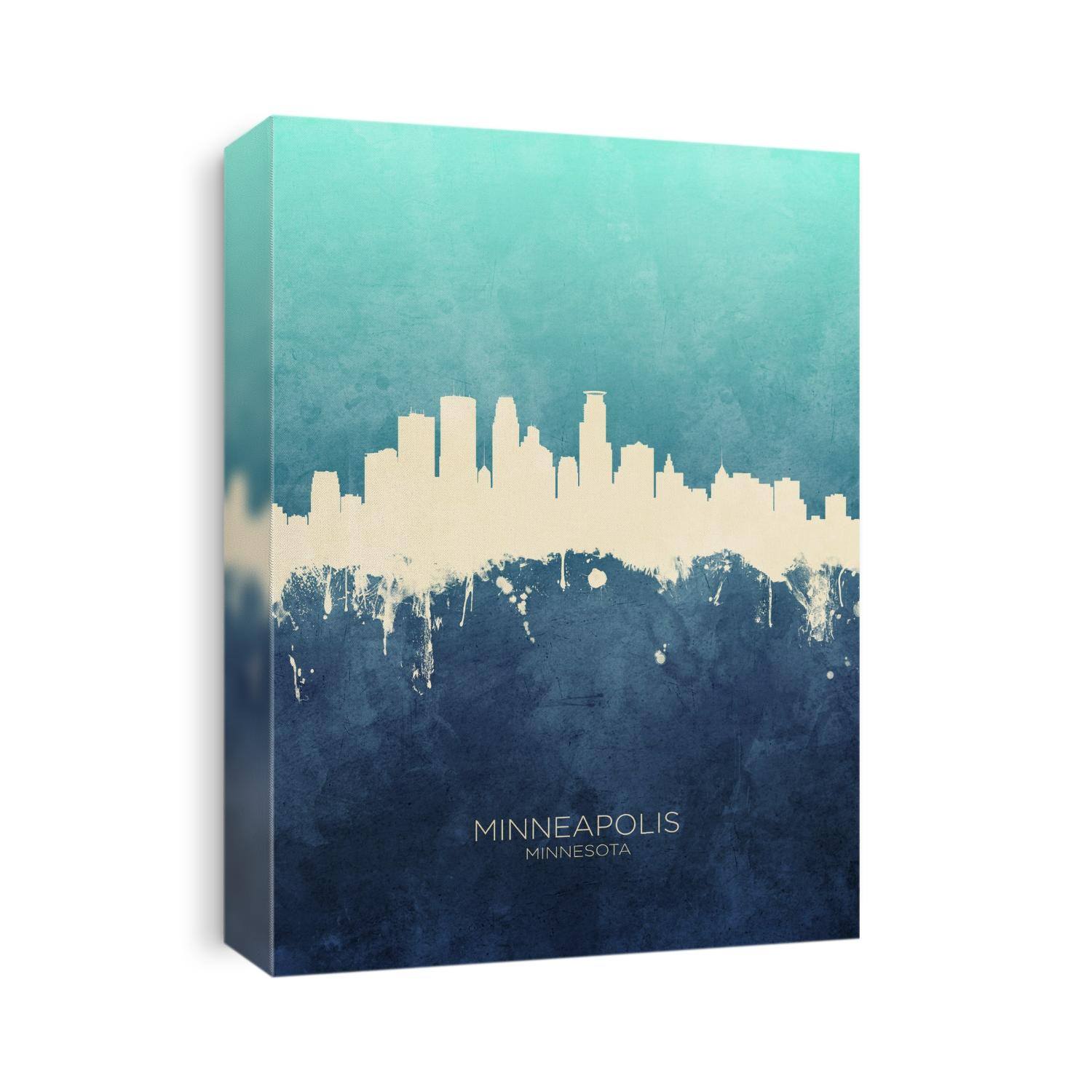 Watercolor art print of the skyline of Minneapolis, Minnesota, United States