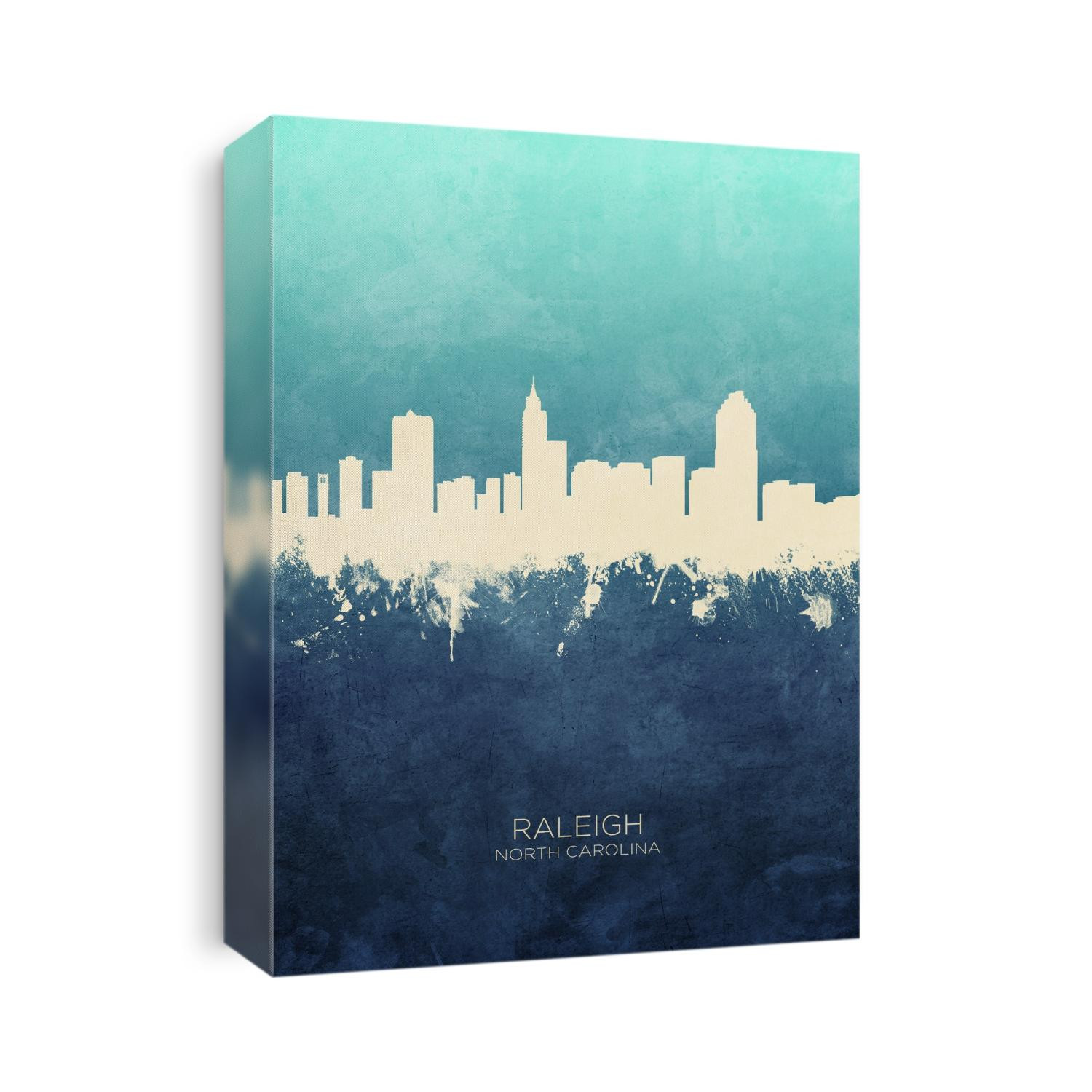 Watercolor art print of the skyline of Raleigh, North Carolina, United States
