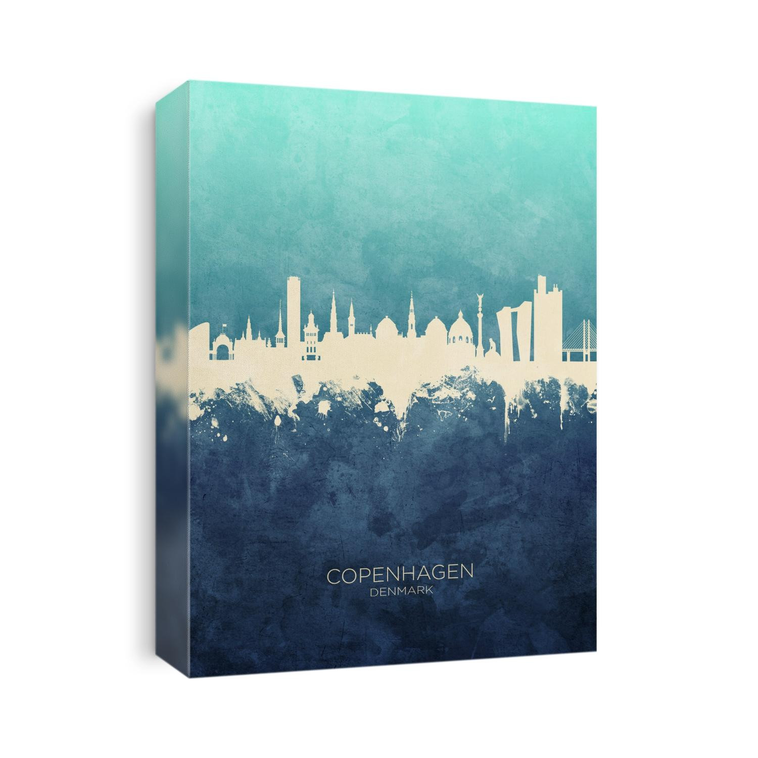 Watercolor art print of the skyline of Copenhagen, Denmark