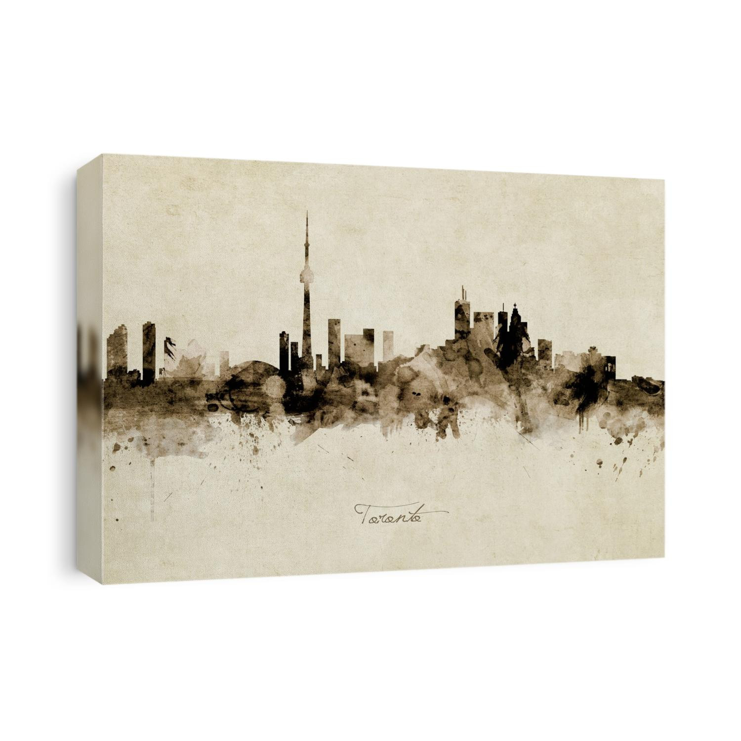 Watercolor art print of the skyline of Toronto, Canada