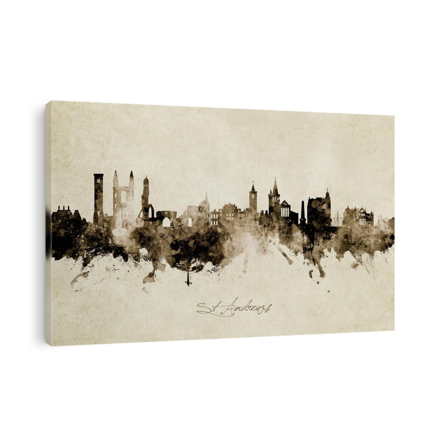 Watercolor art print of the skyline of St Andrews, Scotland, United Kingdom