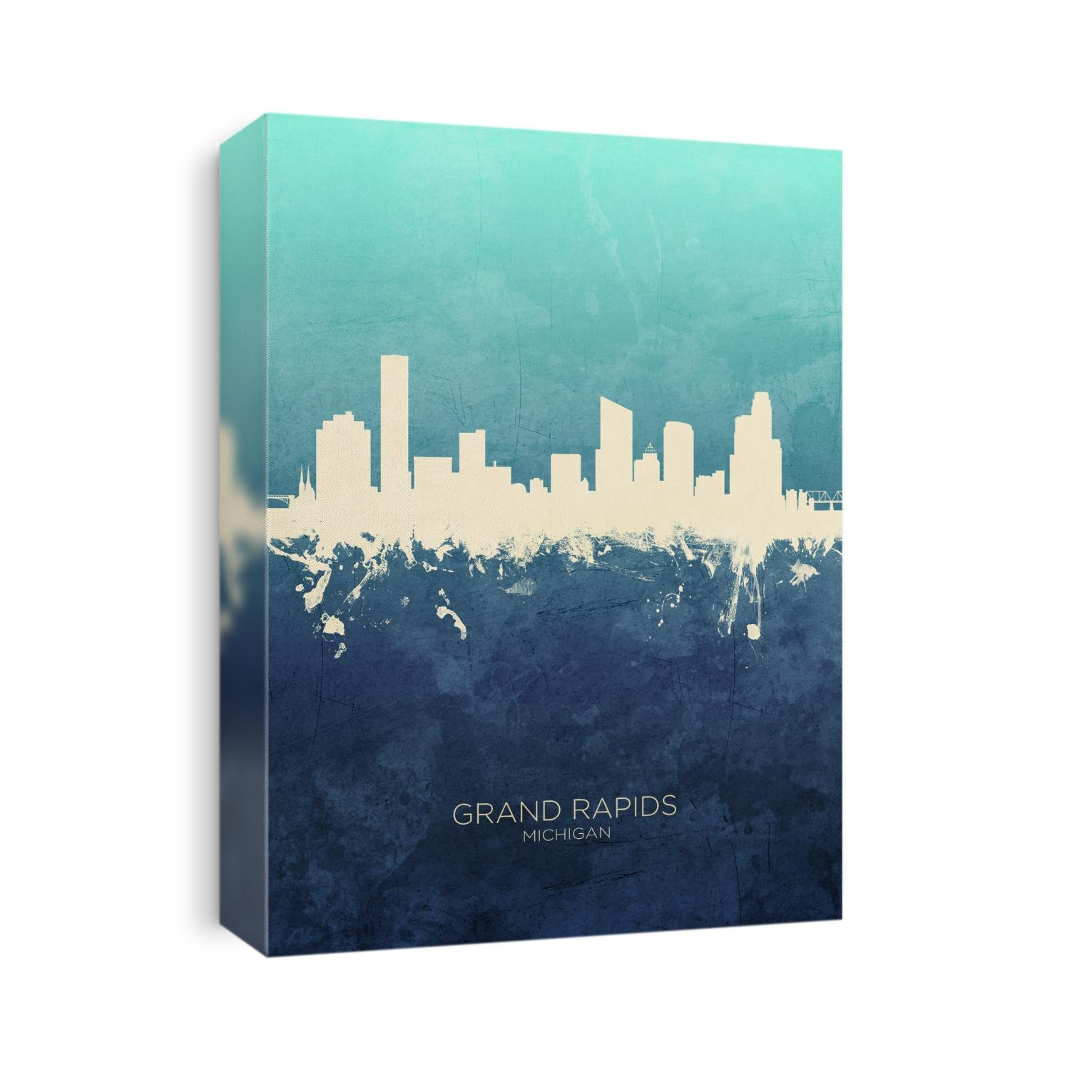 Watercolor art print of the skyline of Grand Rapids, Michigan, United States