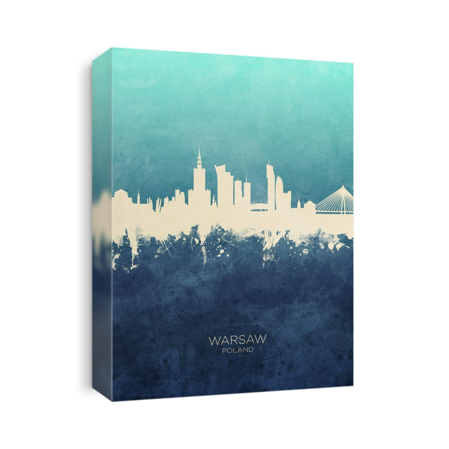 Watercolor art print of the skyline of Warsaw, Poland
