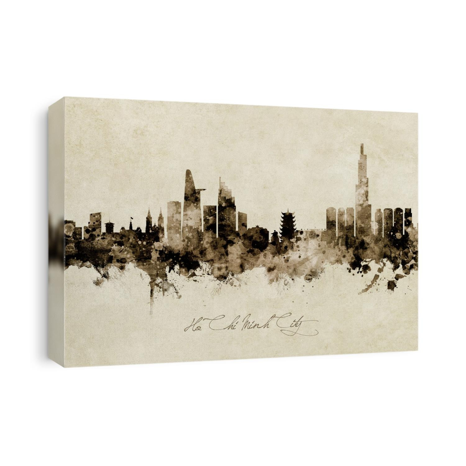 Watercolor art print of the skyline of Ho Chi Minh City, Vietnam