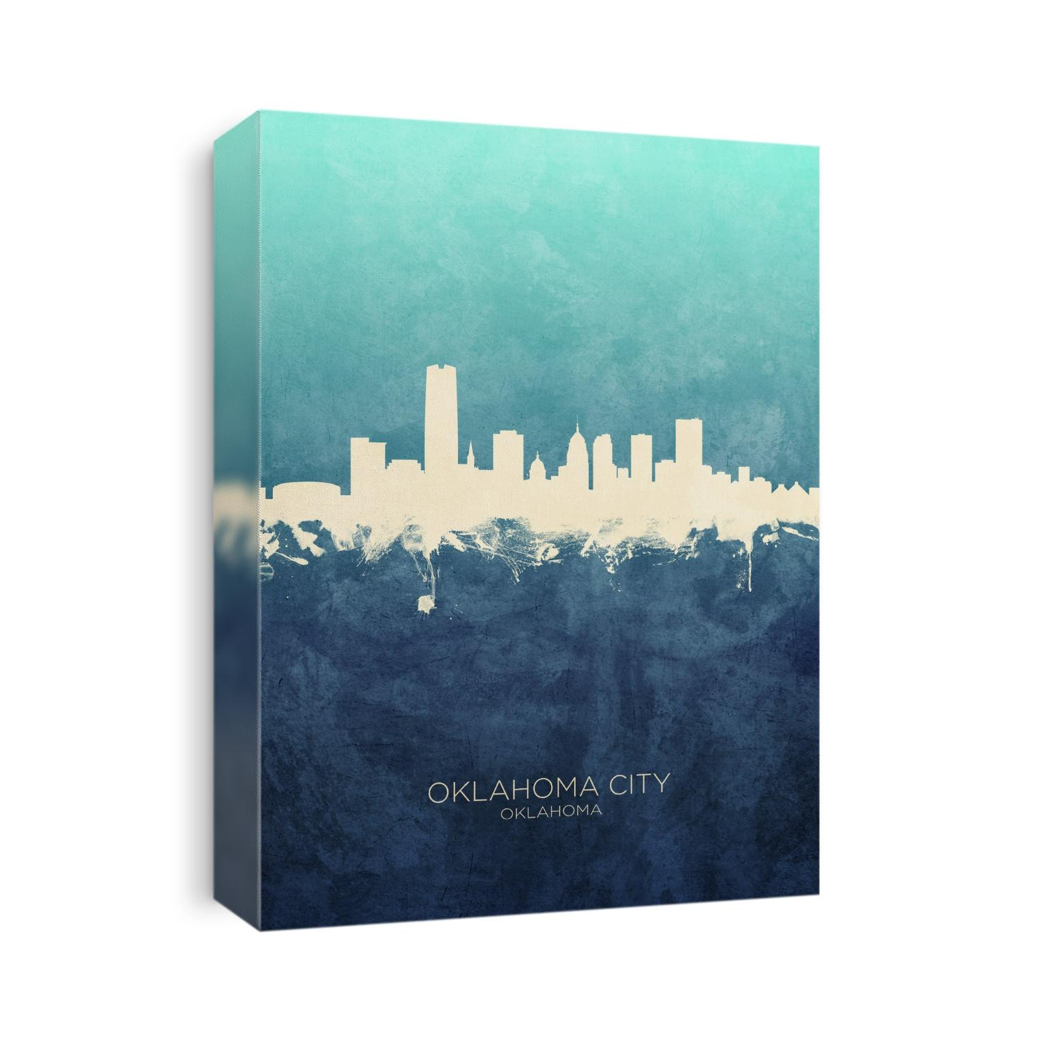 Watercolor art print of the skyline of Oklahoma City, United States