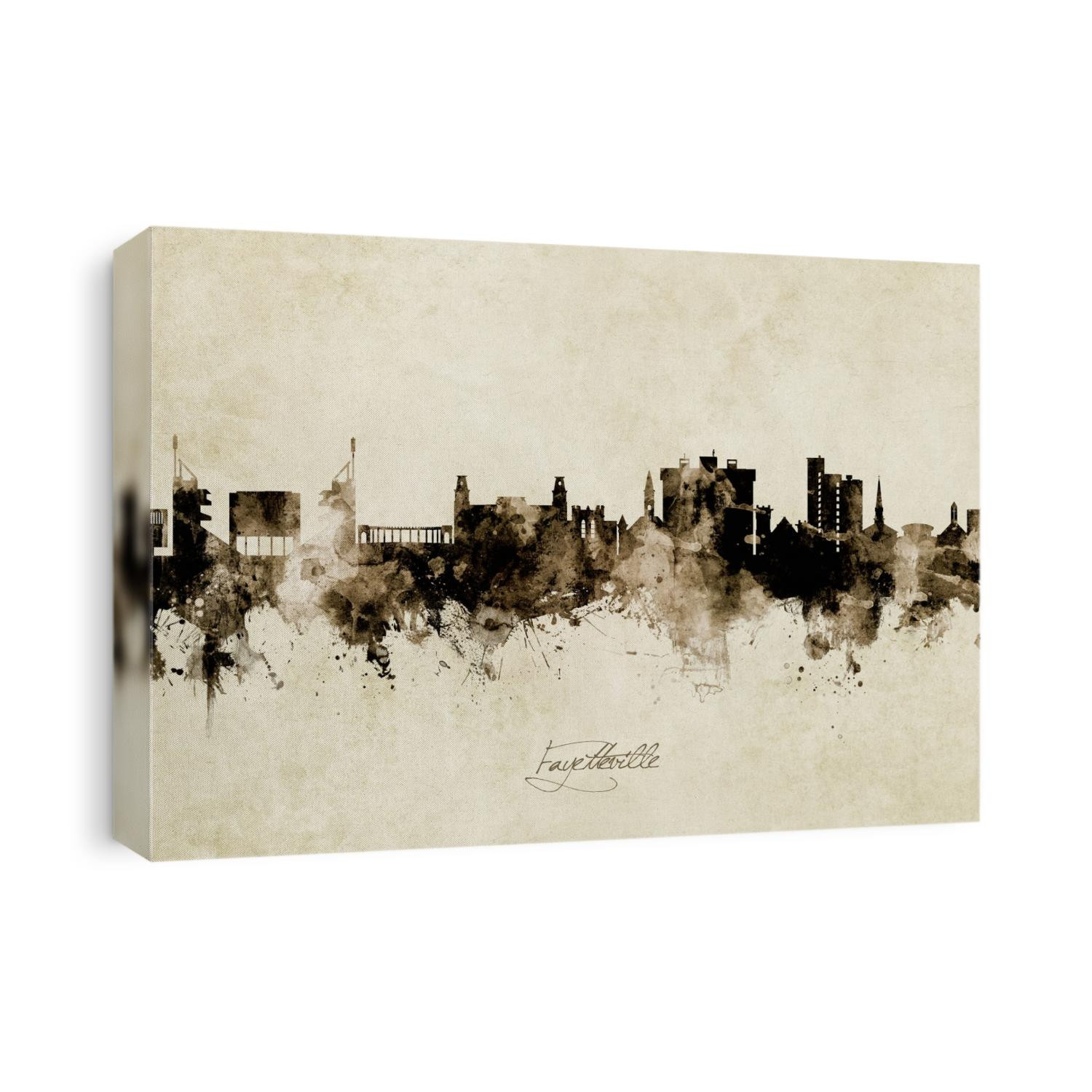 Watercolor art print of the skyline of Fayetteville, Arkansas, United States