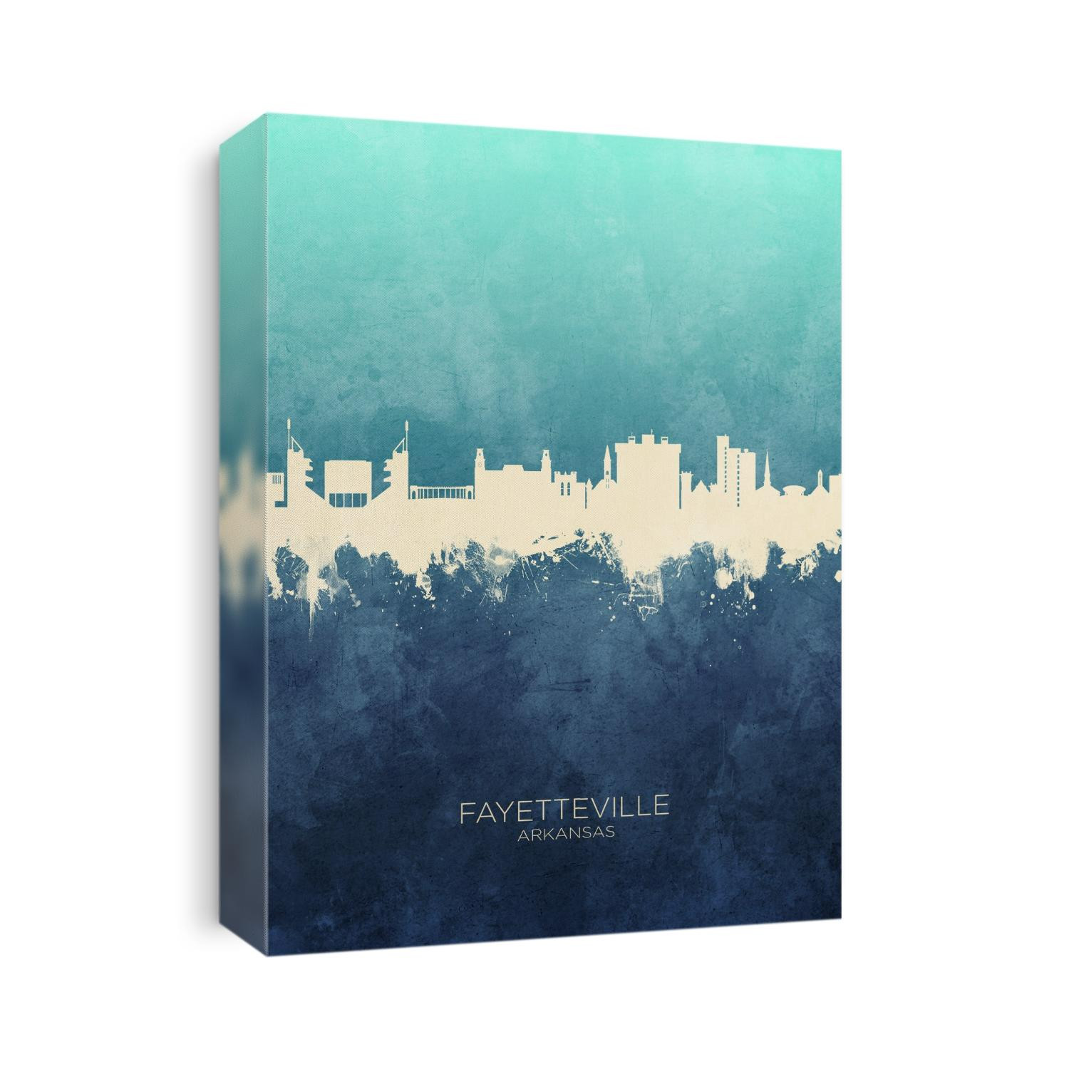 Watercolor art print of the skyline of Fayetteville, Arkansas, United States