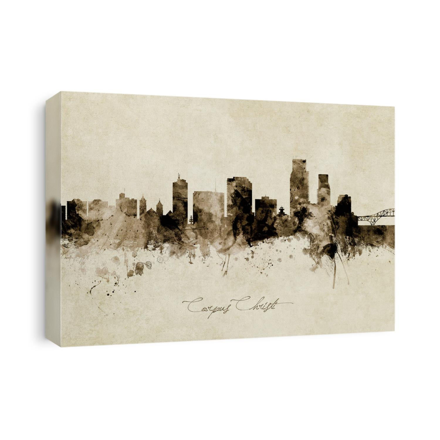 Watercolor art print of the skyline of Corpus Christi, Texas, United States