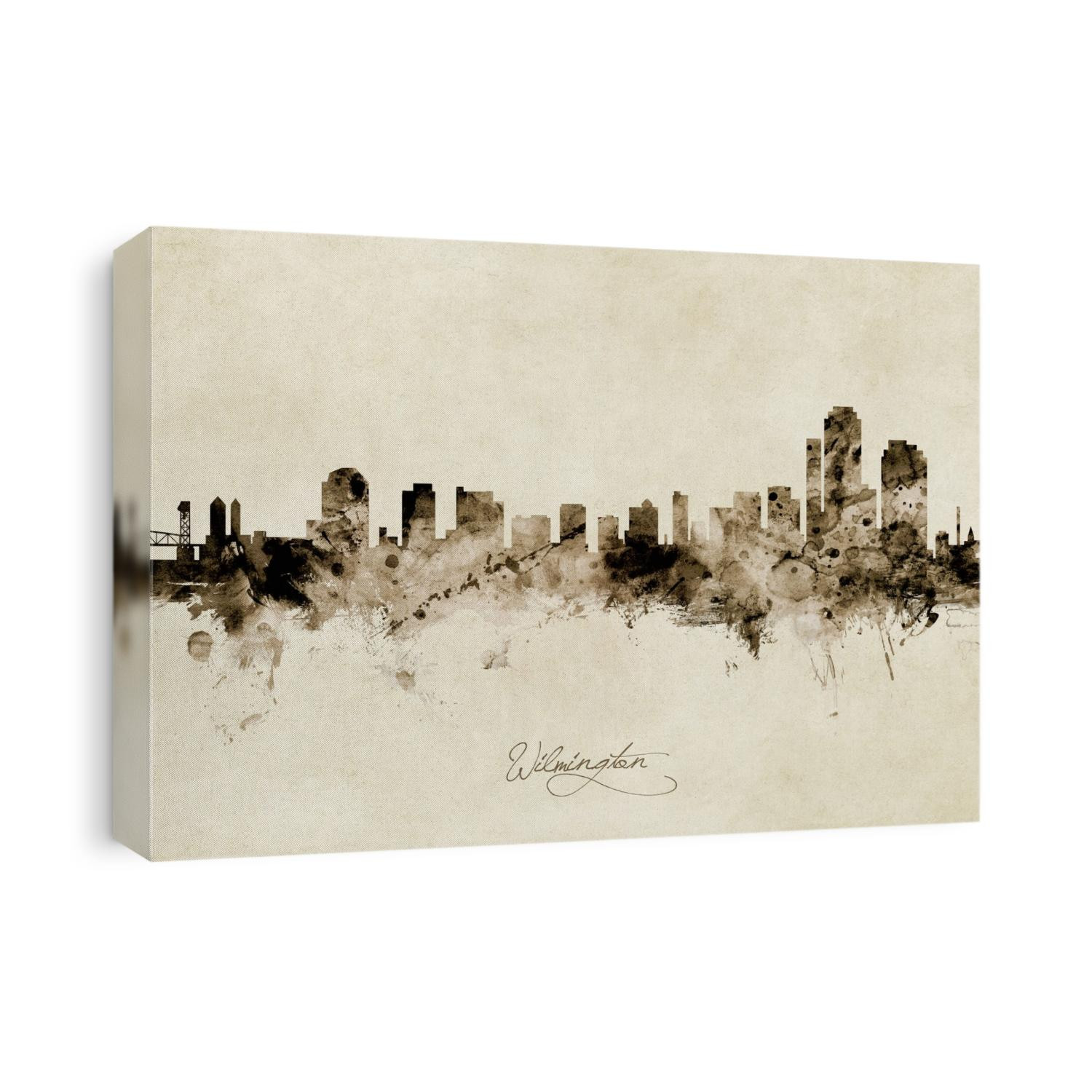 Watercolor art print of the skyline of Wilmington, Delaware, United States