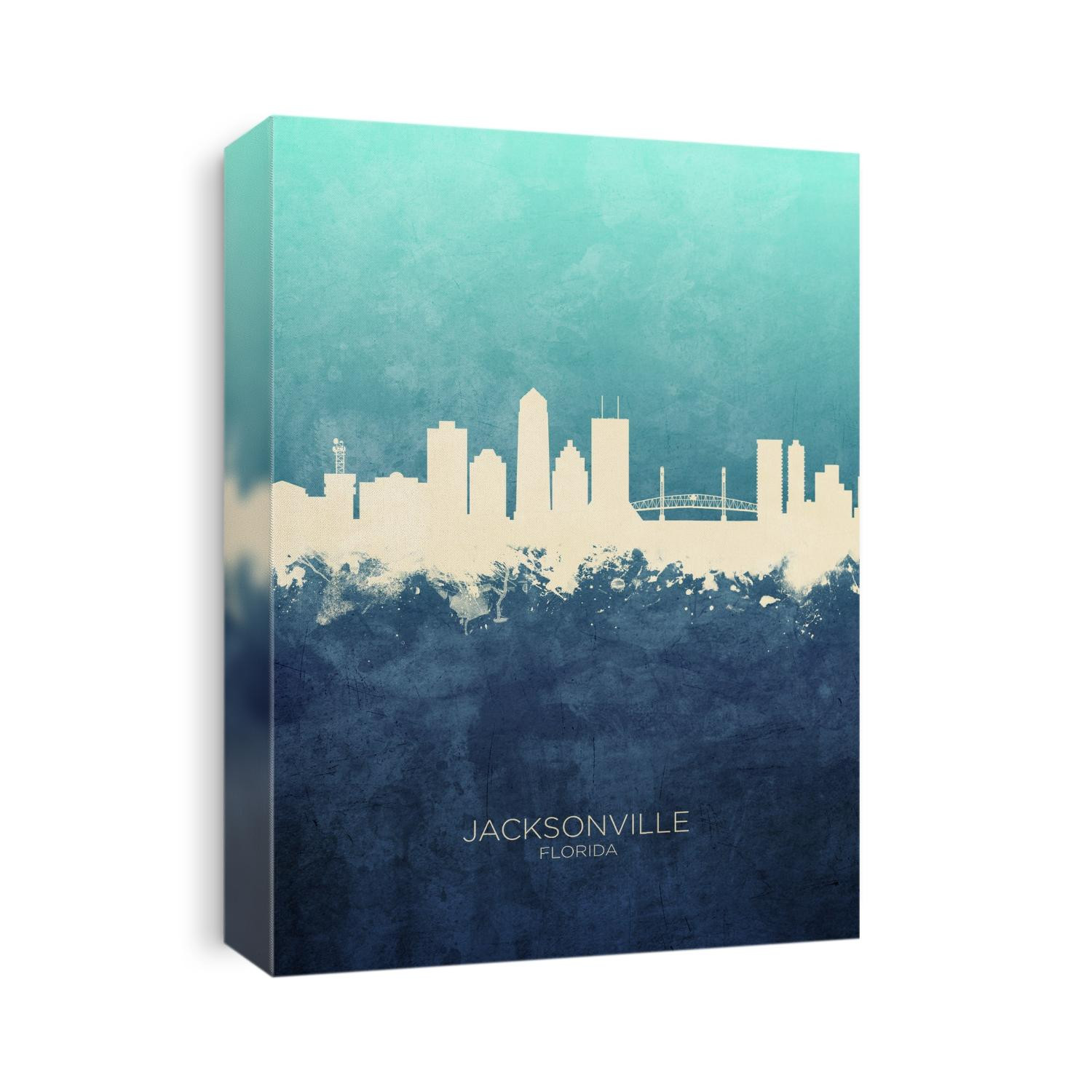 Watercolor art print of the skyline of Jacksonville, Florida, United States